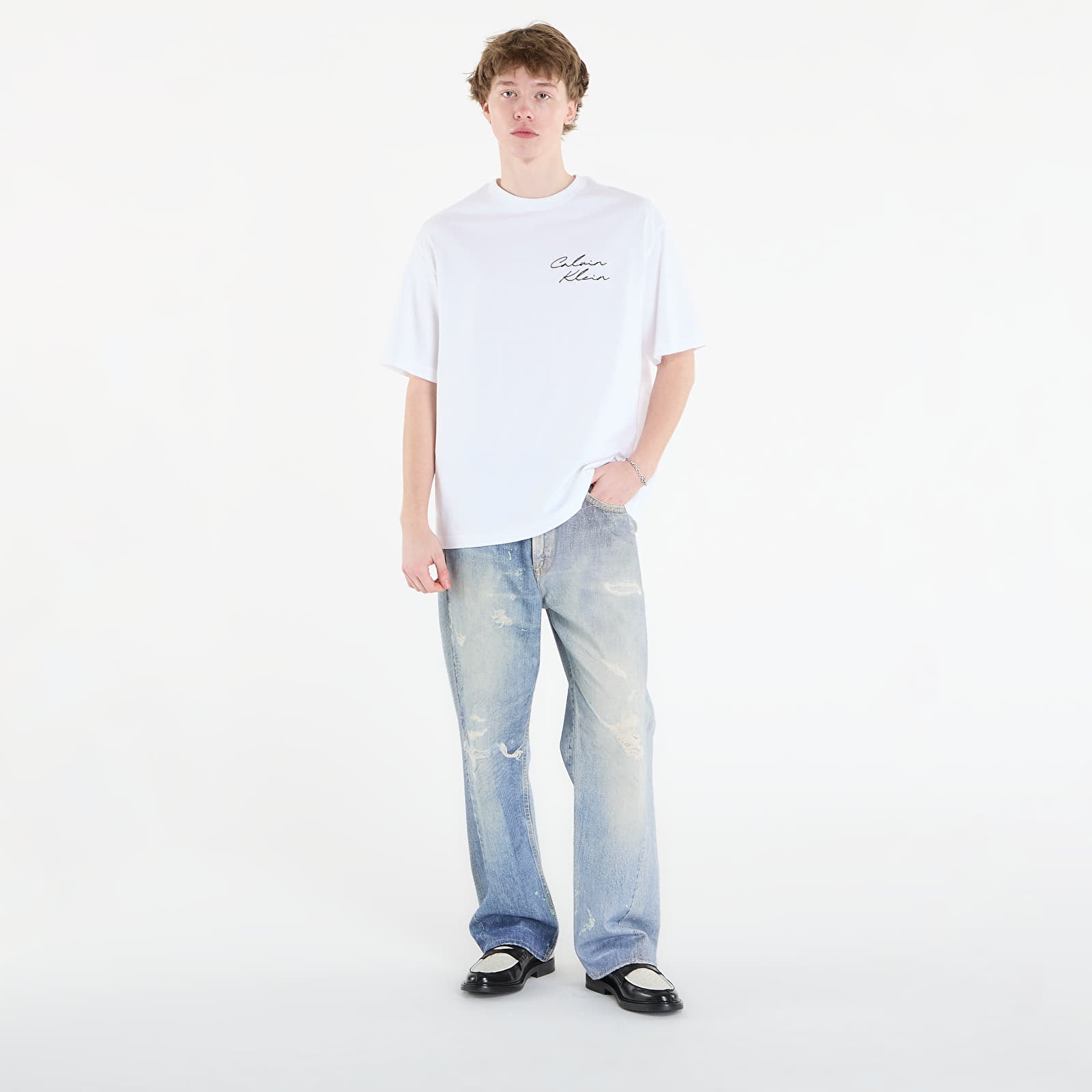 Tricouri bărbați Calvin Klein Jeans 16S April Graphic Se Tee White