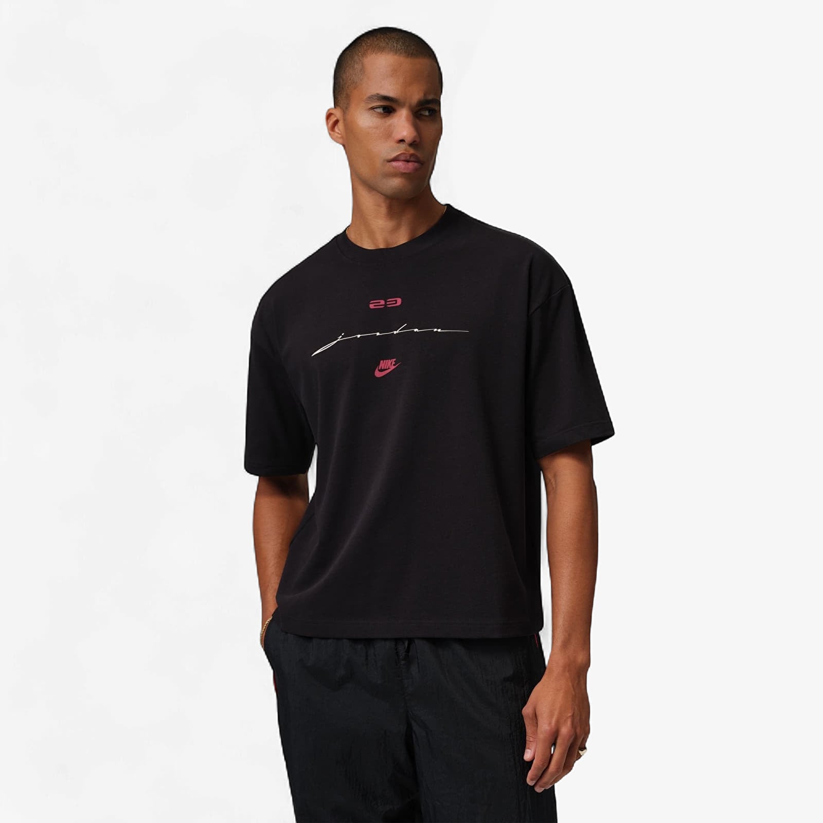 T-shirty męskie Jordan Flight Men's Script T-Shirt Black/ Gym Red
