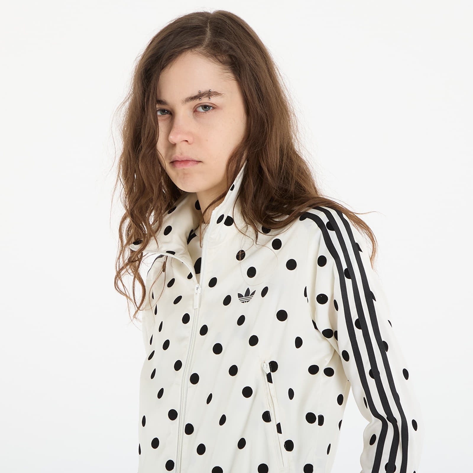 Дамски суичъри adidas Satin Polka Dots Tt Track Top Off White