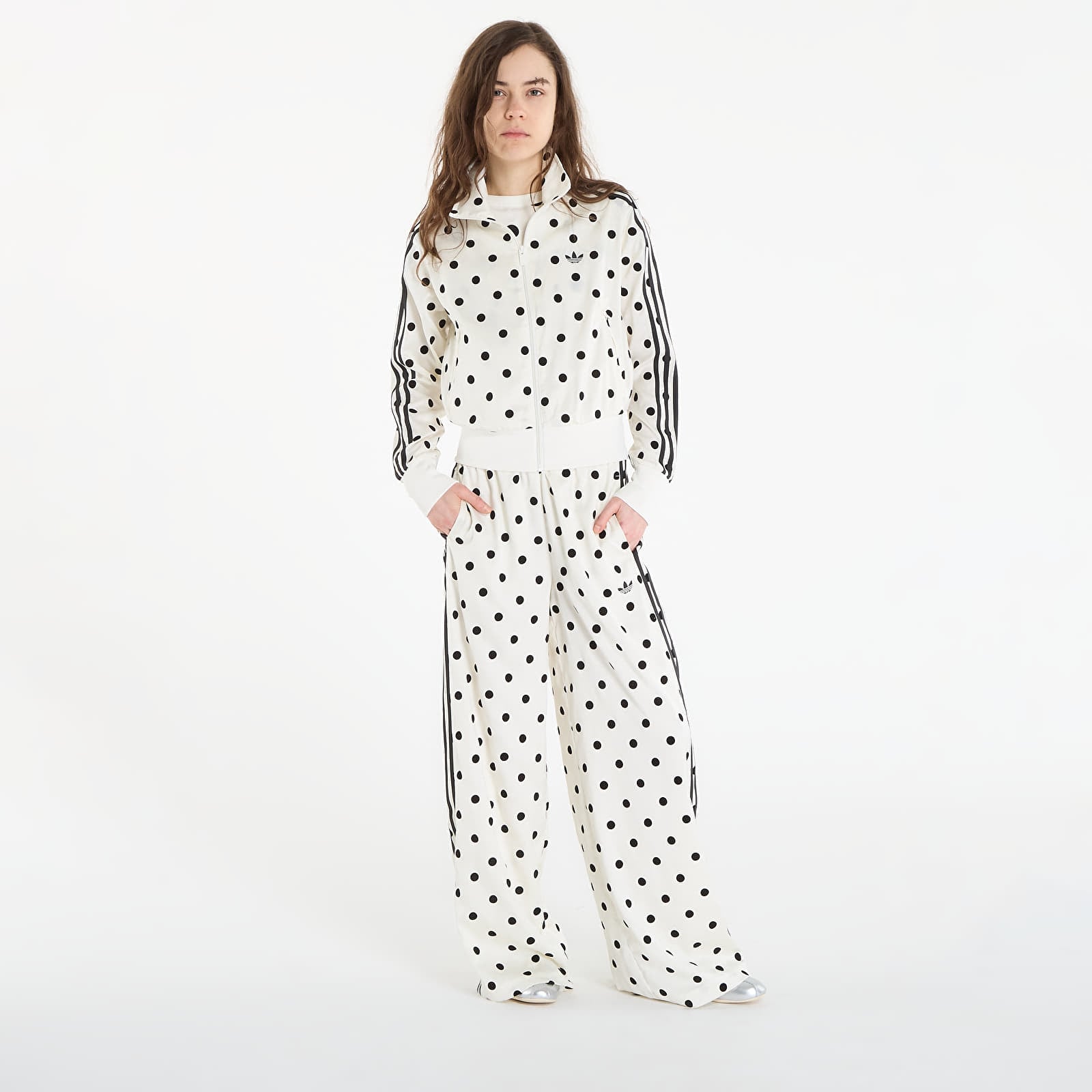 Дамски суичъри adidas Satin Polka Dots Tt Track Top Off White