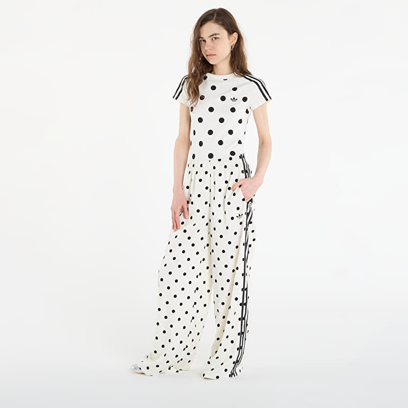 adidas Satin Polka Dots Wide Leg Pant Off White | Queens