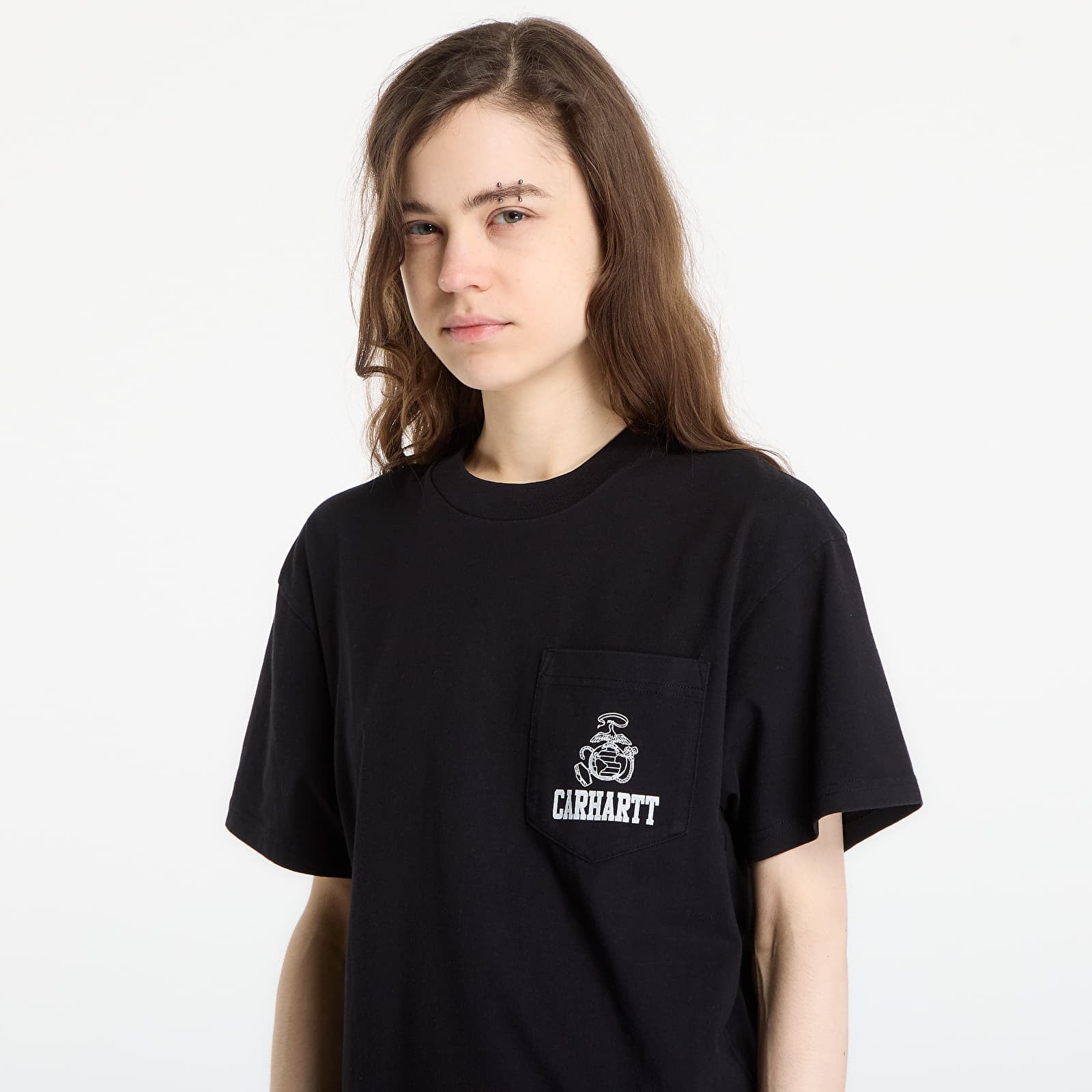 Miesten T-paidat Carhartt WIP S/S Pond Corps Pocket T-Shirt UNISEX Black