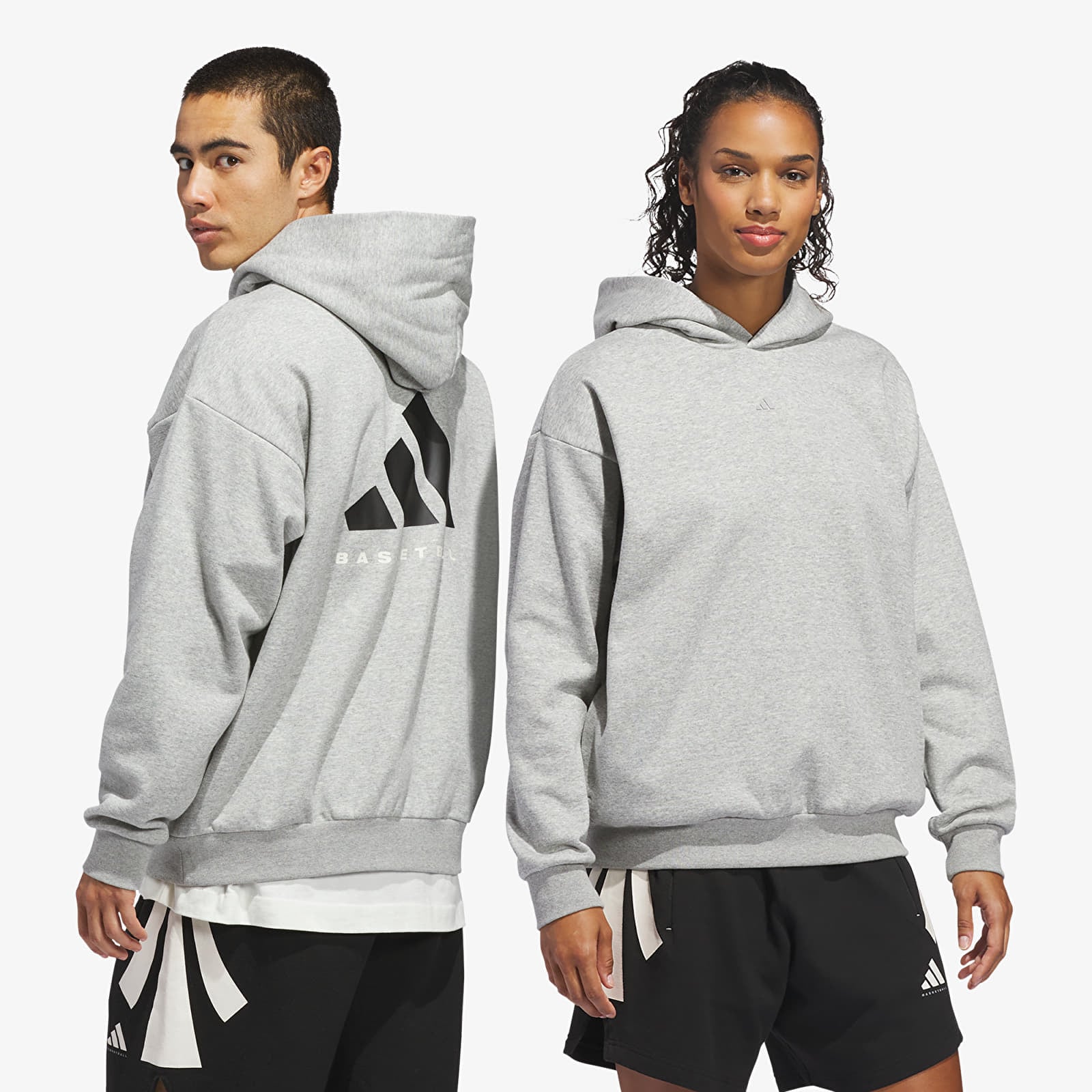 Sweats à capuche homme adidas Basketball Fleece Hoodie (Gender Neutral) Medium Grey Heather