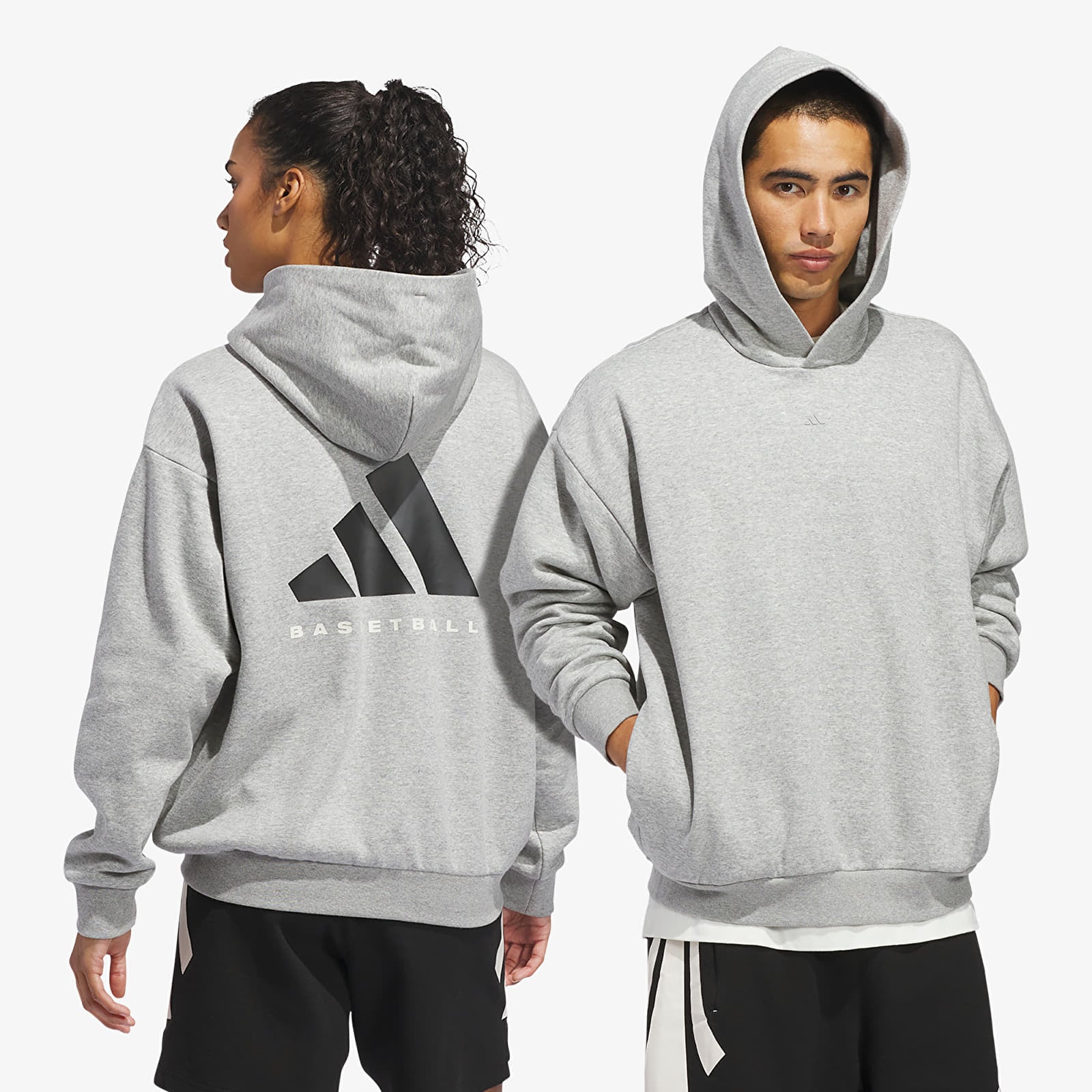 Sweats à capuche homme adidas Basketball Fleece Hoodie (Gender Neutral) Medium Grey Heather