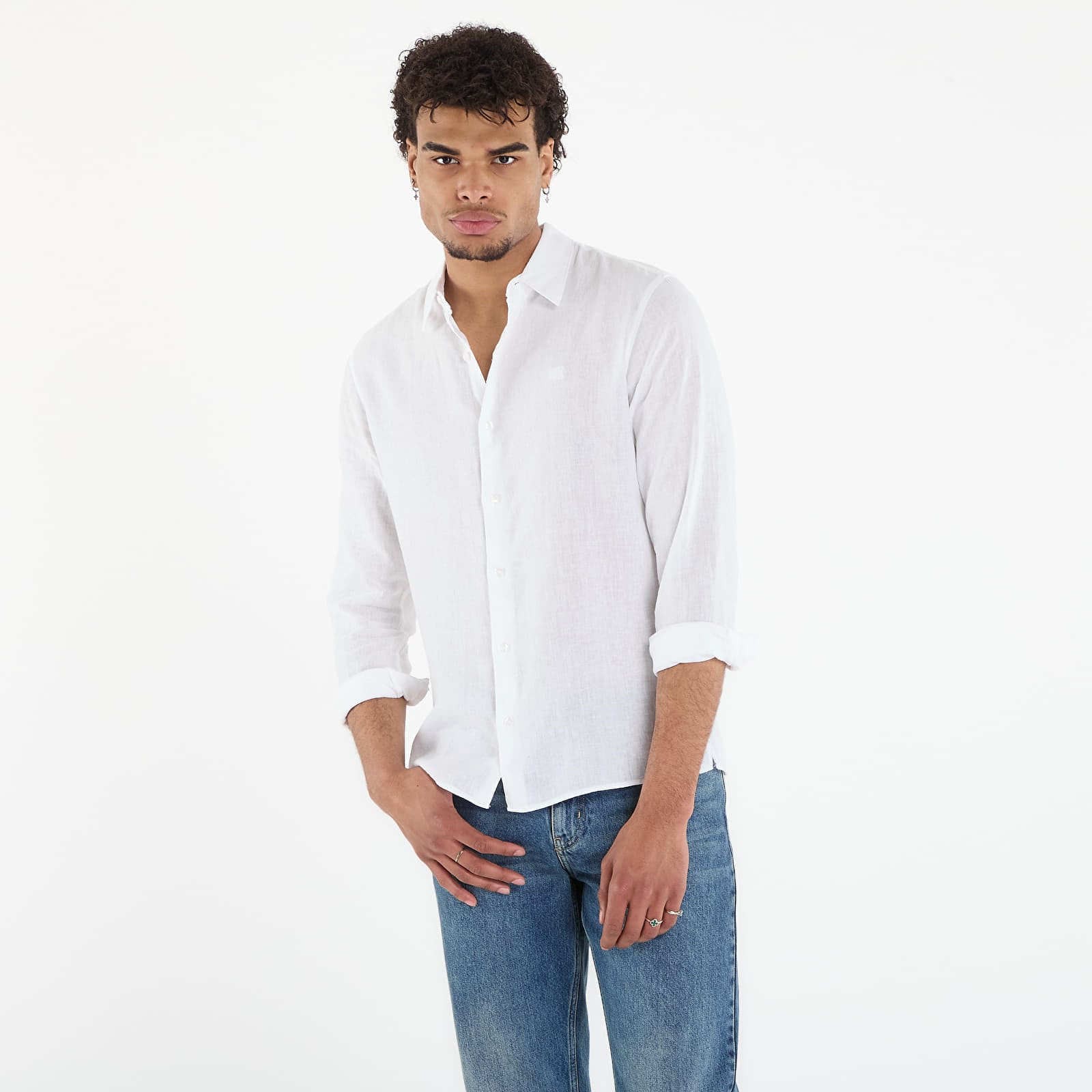 Shirt Calvin Klein Ls Solid Linen Classic Shirt White M