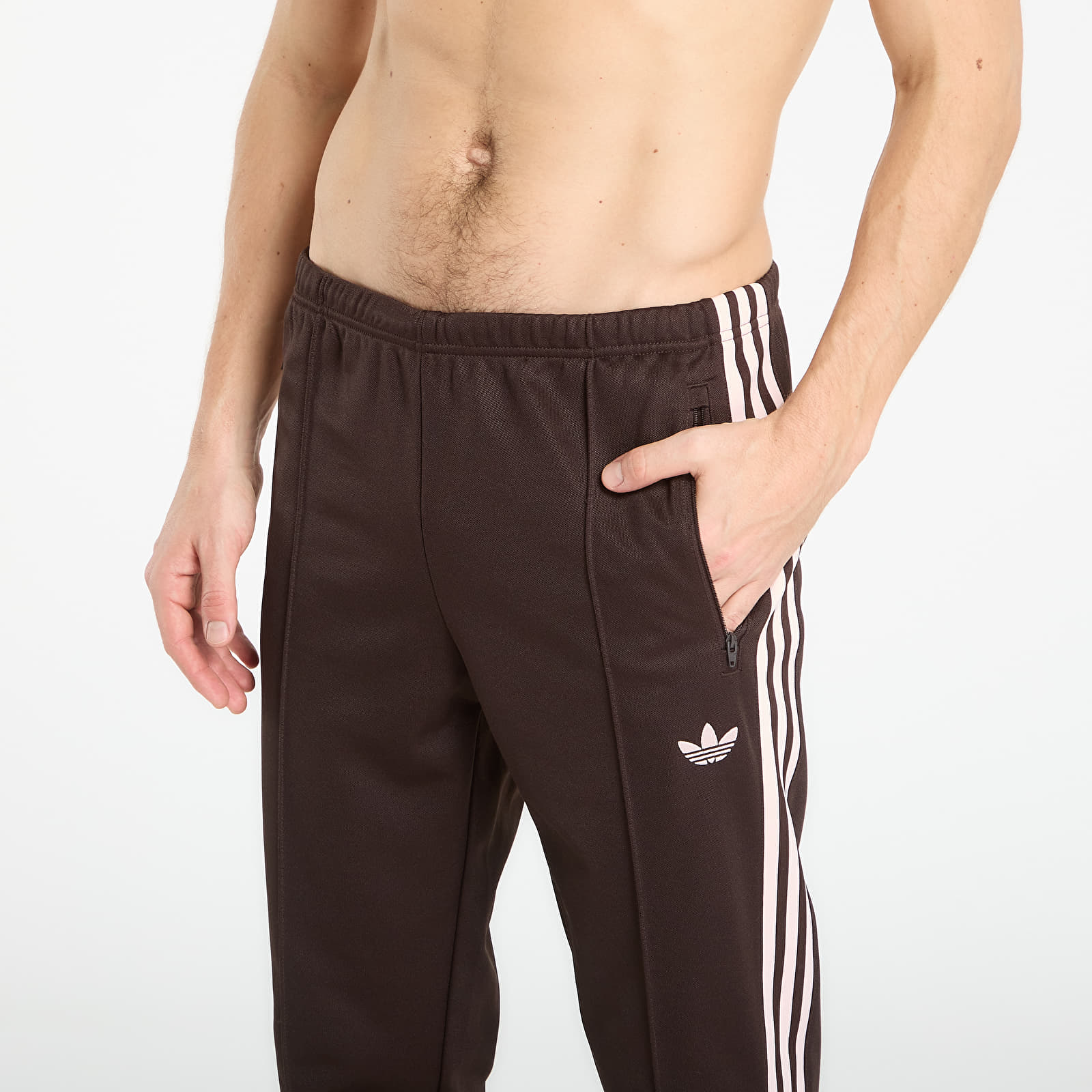 Férfi melegítőnadrágok adidas Classic Track Pants Aurora Coffee/ Sandy Pink
