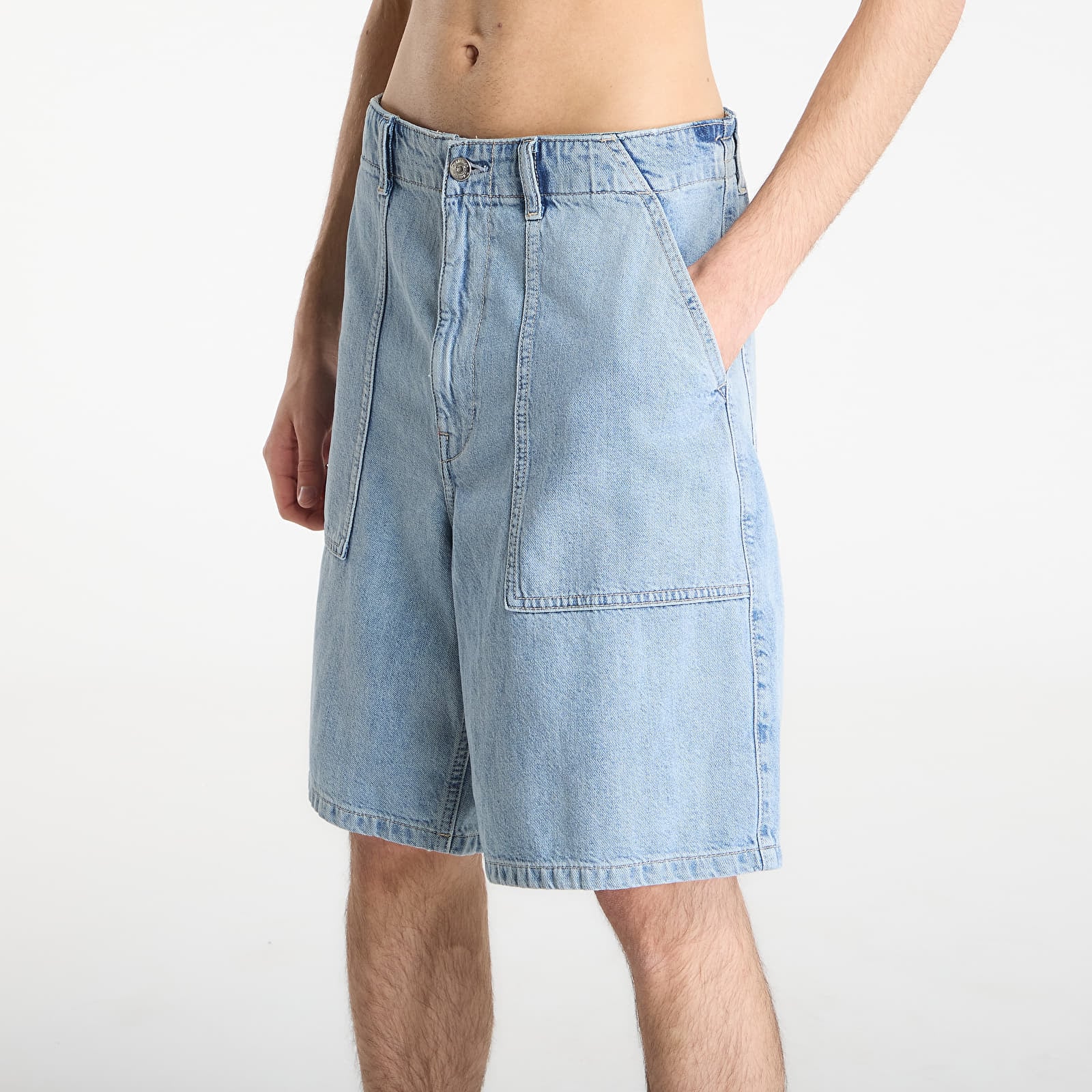 Shorts för män Calvin Klein Jeans Linen Denim Utlity Shorts Blue