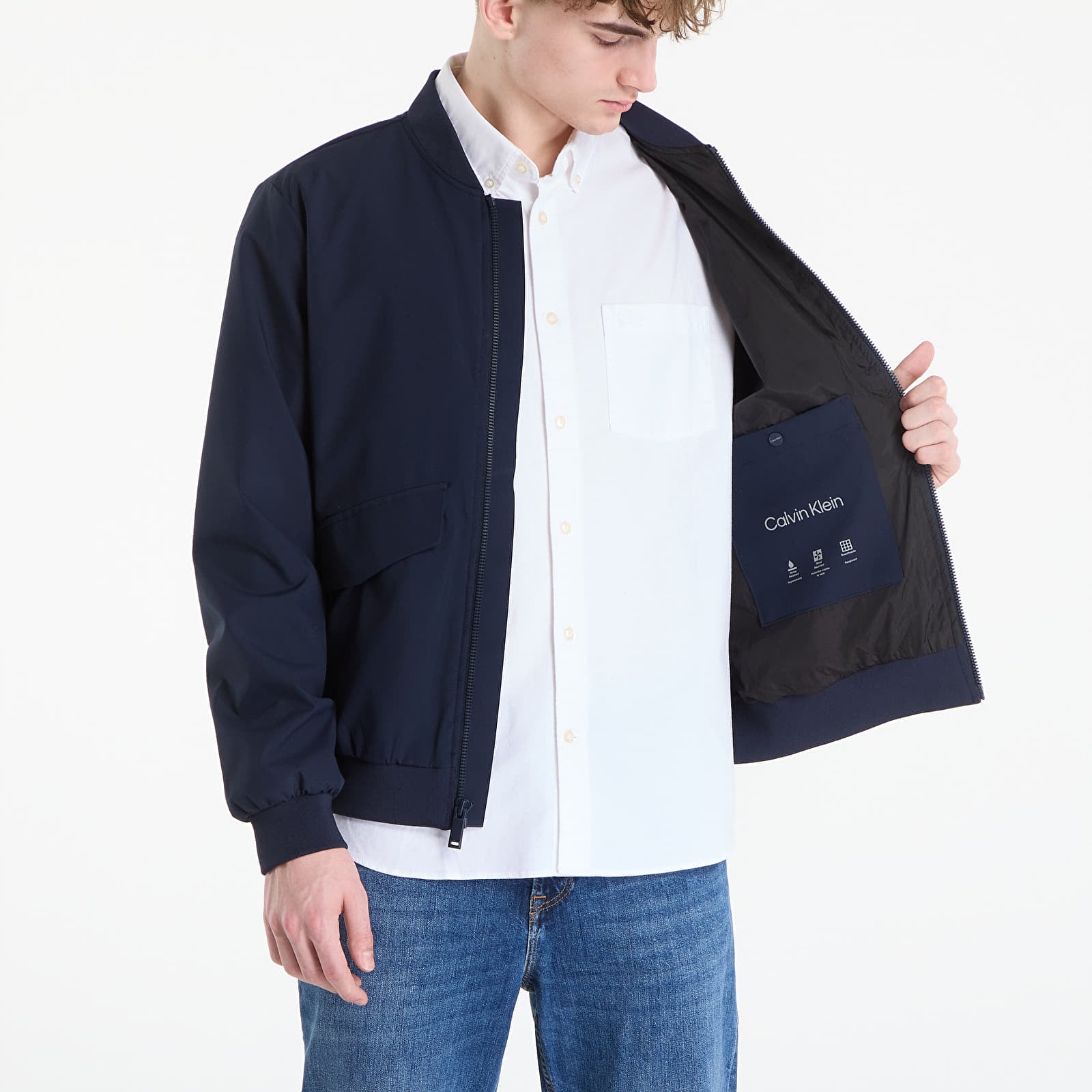 Jakker for menn Calvin Klein Ls Soft Tech Bomber Jacket Dark Sapphire