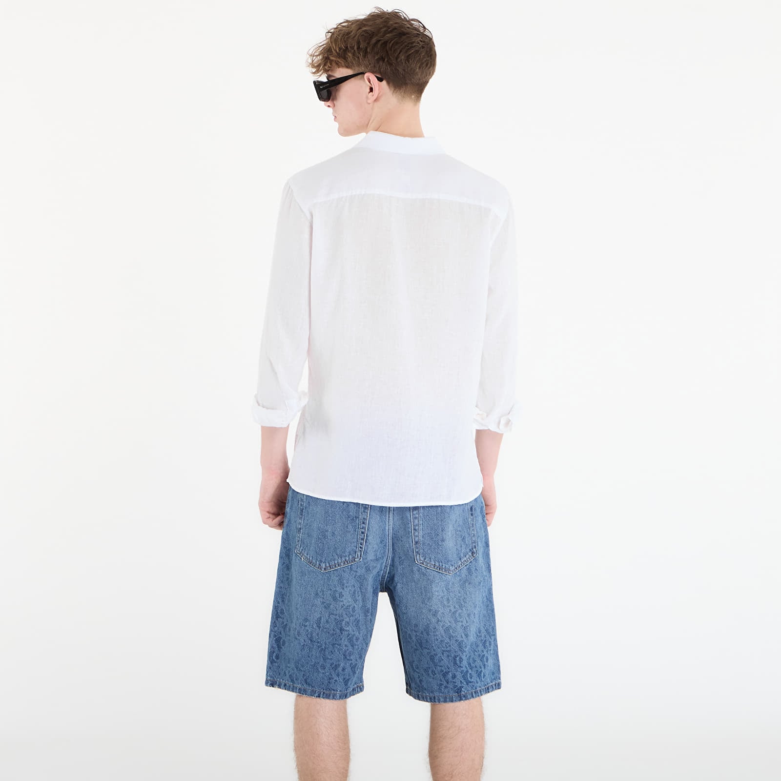 Moške majice  Calvin Klein Ls Solid Linen Classic Shirt White