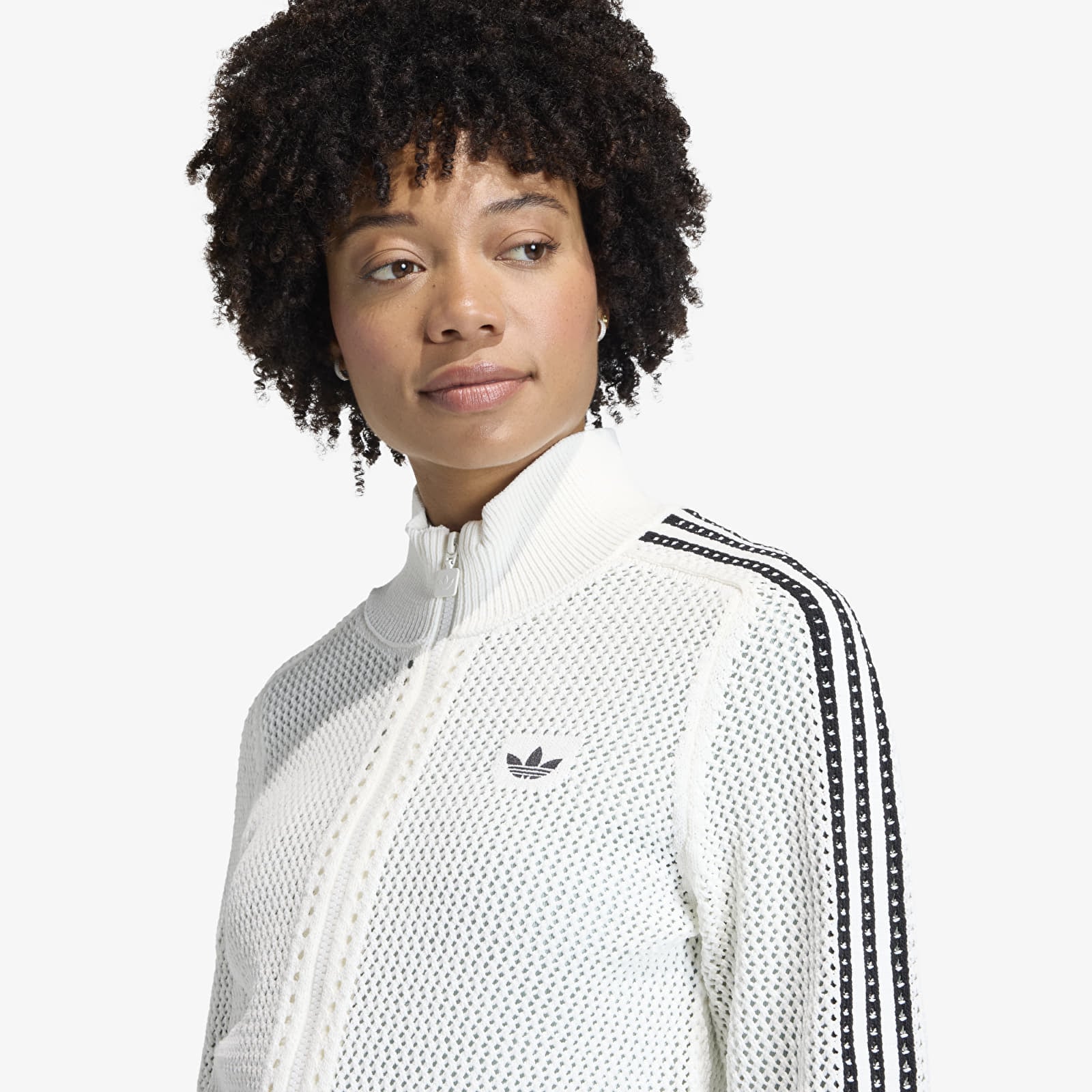 Gensere for kvinner adidas Knitted Crochet Firebird Track Top Off White