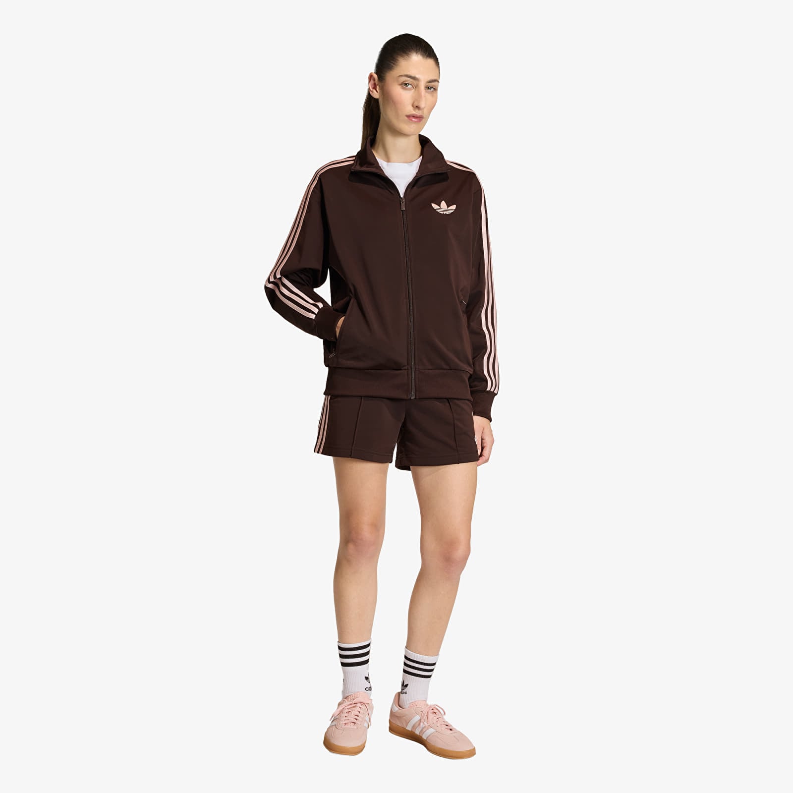 Shorts for kvinner adidas Firebird Classic Shorts Aurora Coffee/ Sandy Pink