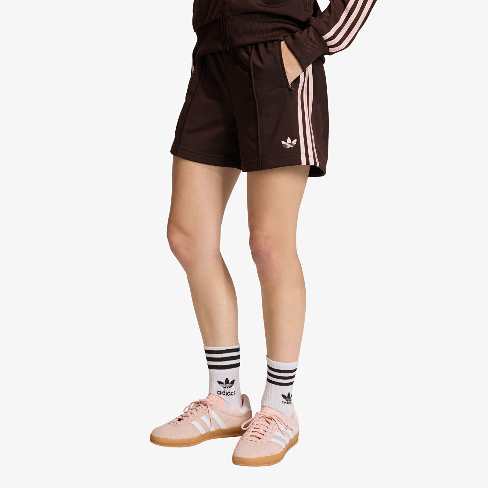 Shorts for kvinner adidas Firebird Classic Shorts Aurora Coffee/ Sandy Pink