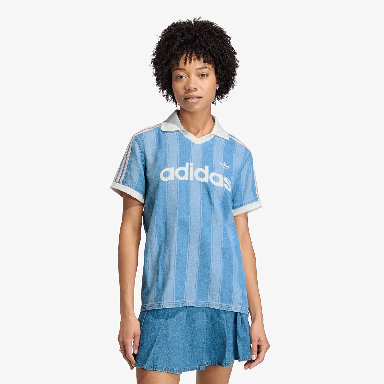 Trøyer for kvinner adidas Denim Football Jersey Indigo Denim