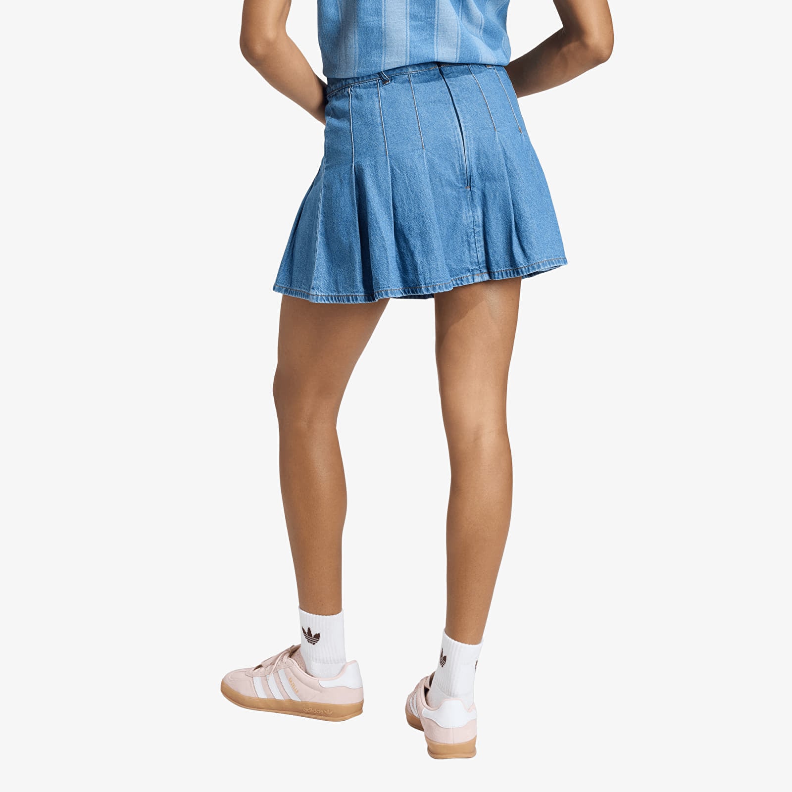 Skjørt for kvinner adidas Denim Pleated Skirt Indigo Denim
