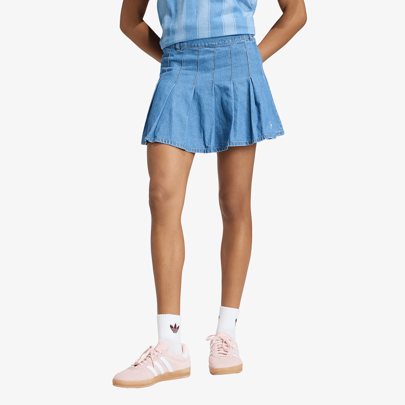 Skjørt for kvinner adidas Denim Pleated Skirt Indigo Denim