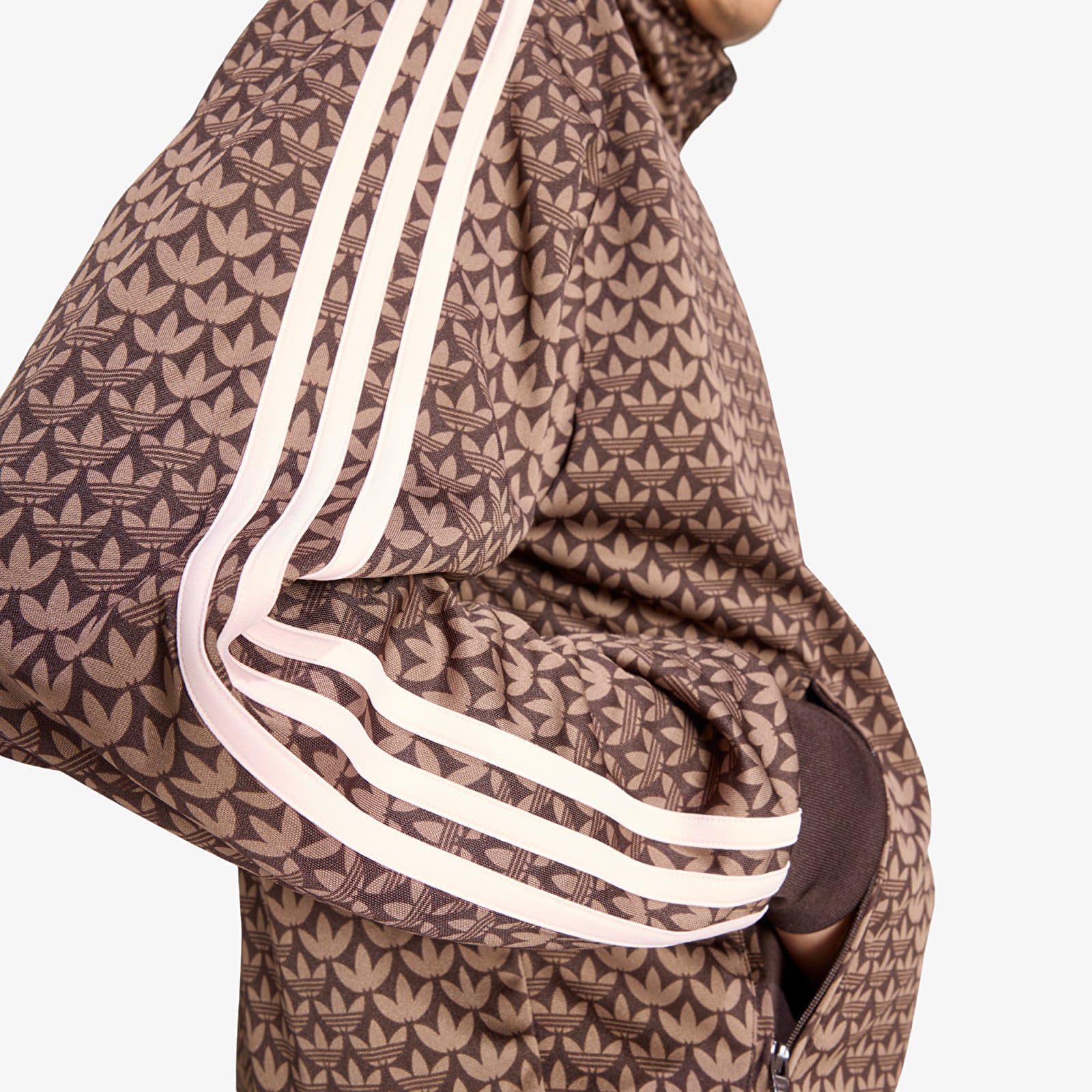 Суитшърт adidas Firebird Loose Monogram Track Top Aurora Coffee/ Earth Strata/ Sandy Pink XXL