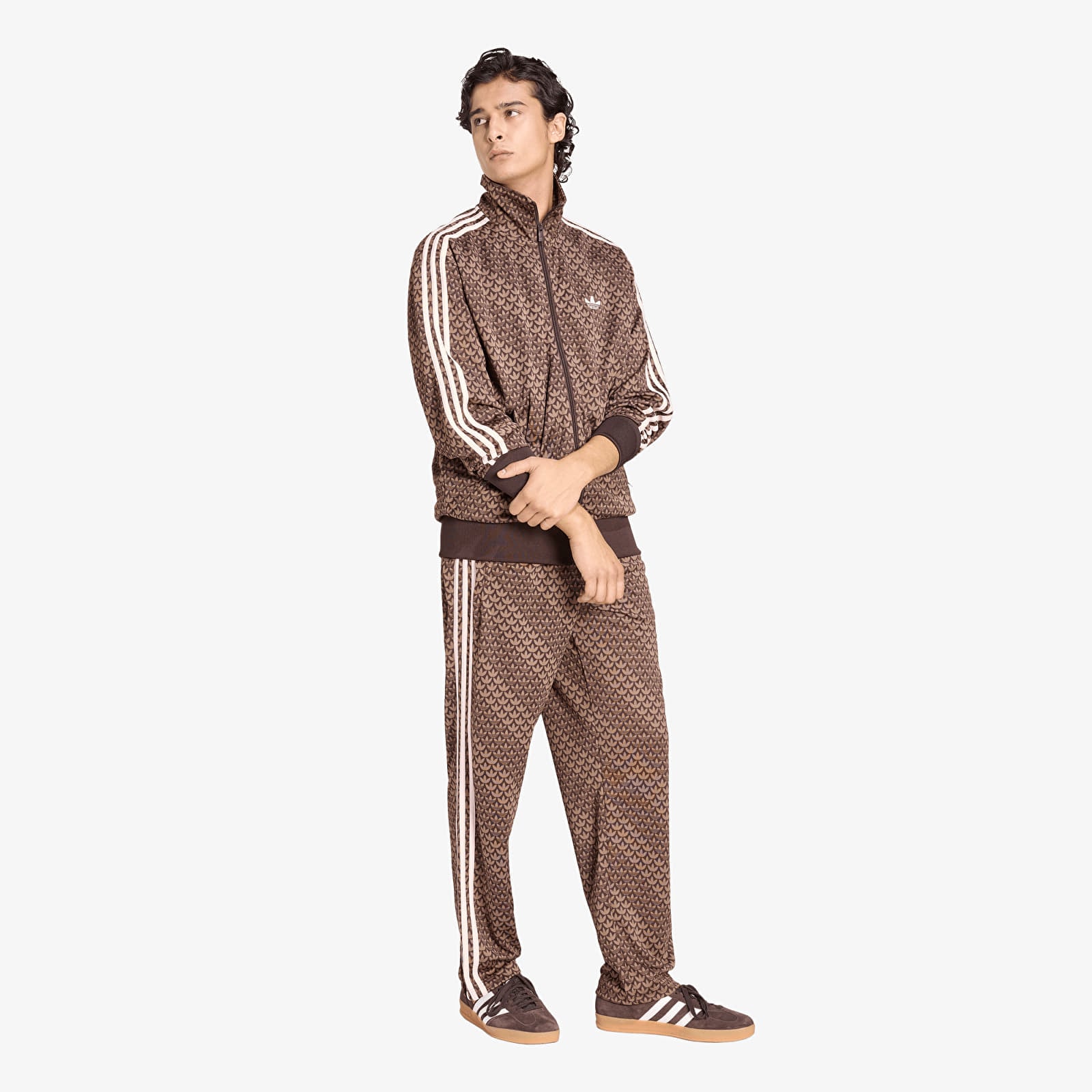 Men's sweatshirts adidas Firebird Loose Monogram Track Top Aurora Coffee/ Earth Strata/ Sandy Pink