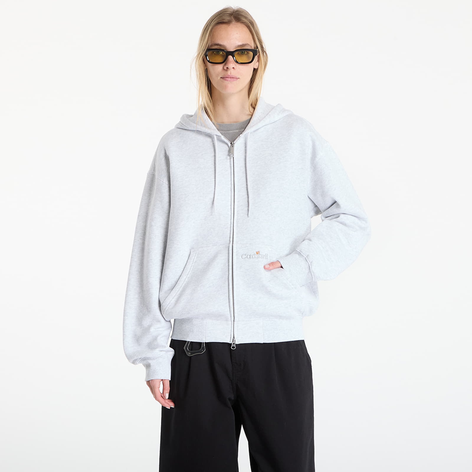 Herren-Sweatshirts Carhartt WIP Hooded WIP Label Sweat Jacket UNISEX Ash Heather