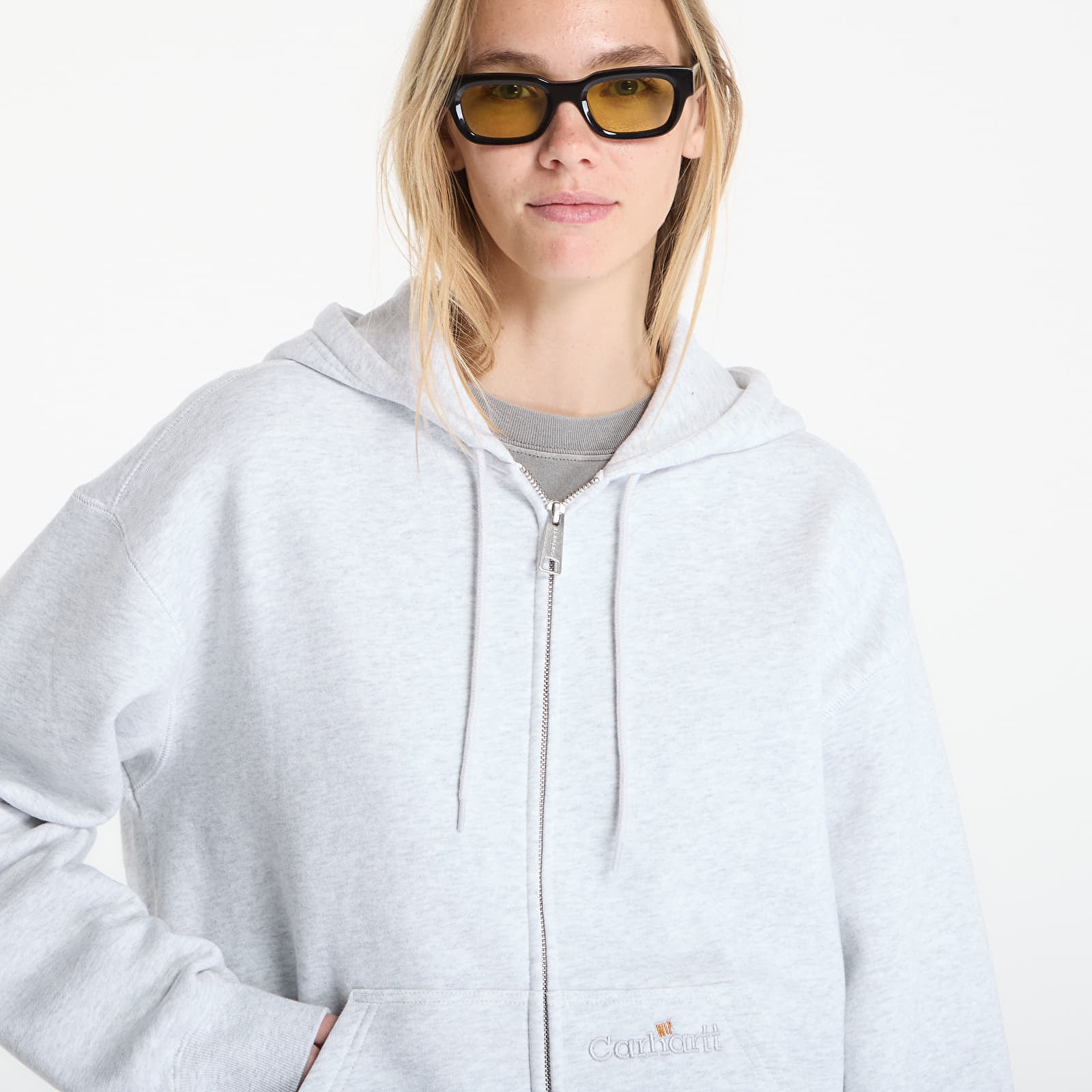 Herren-Sweatshirts Carhartt WIP Hooded WIP Label Sweat Jacket UNISEX Ash Heather