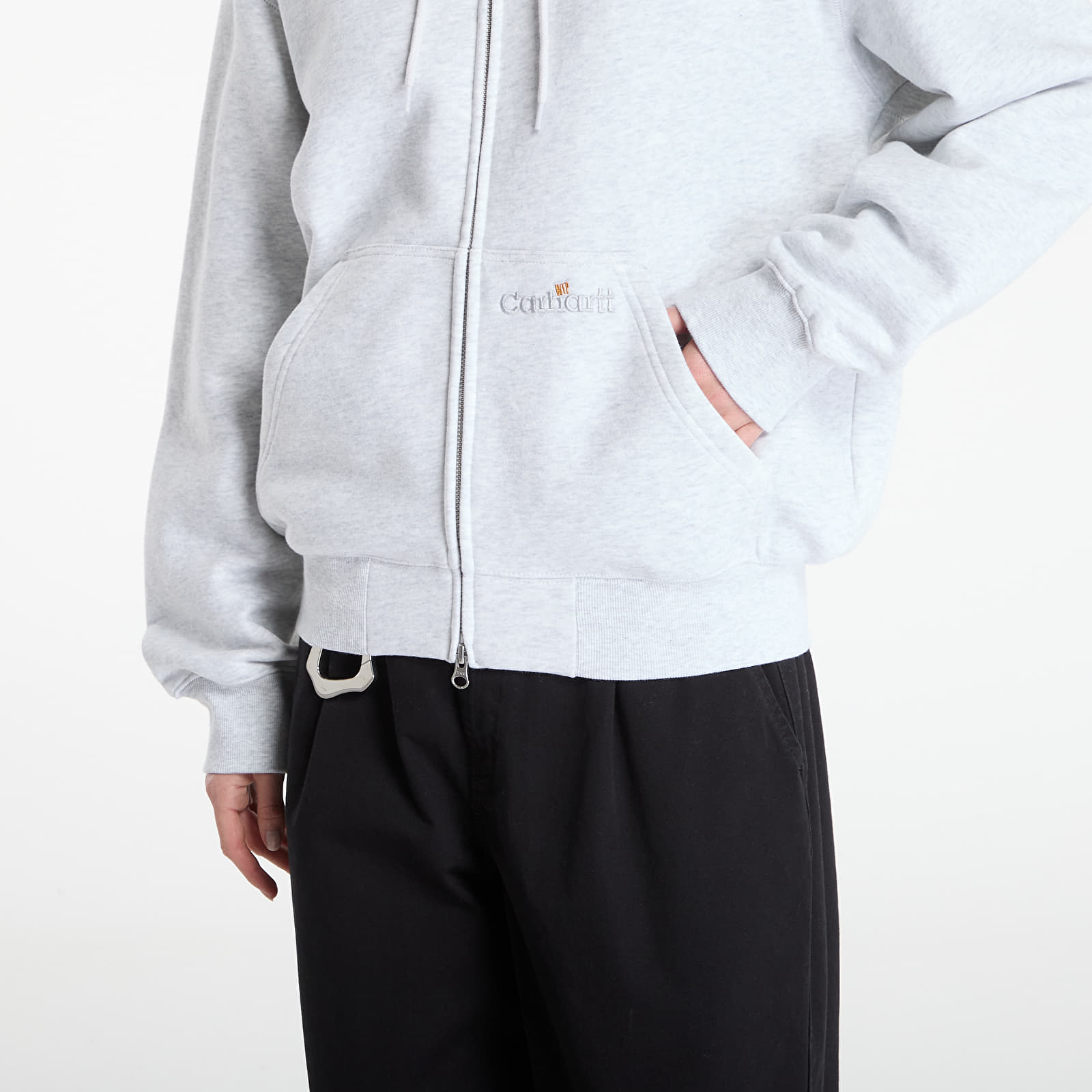 Herren-Sweatshirts Carhartt WIP Hooded WIP Label Sweat Jacket UNISEX Ash Heather