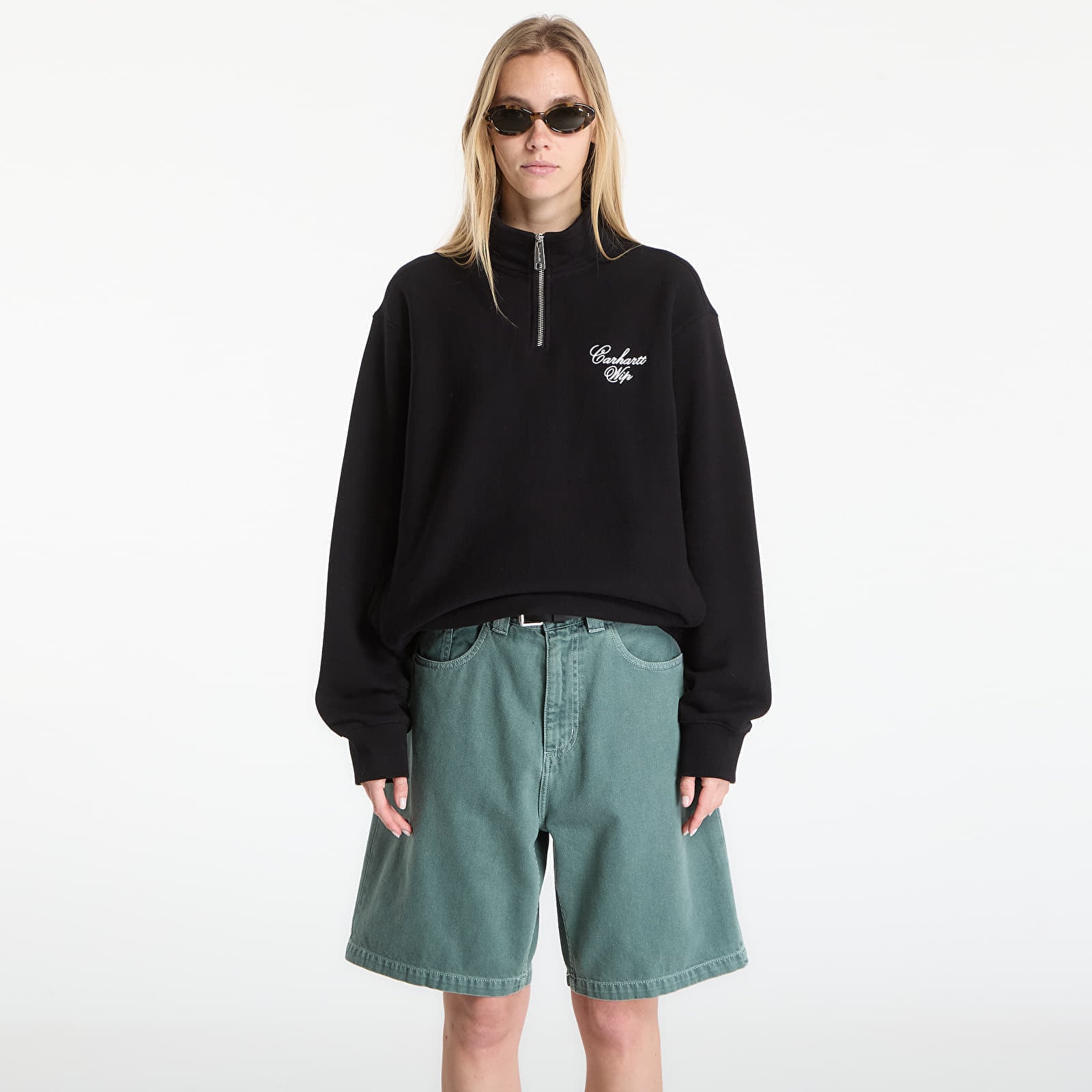 Sweatshirt Carhartt WIP Longhand Half Zip Sweat UNISEX Black/ White S