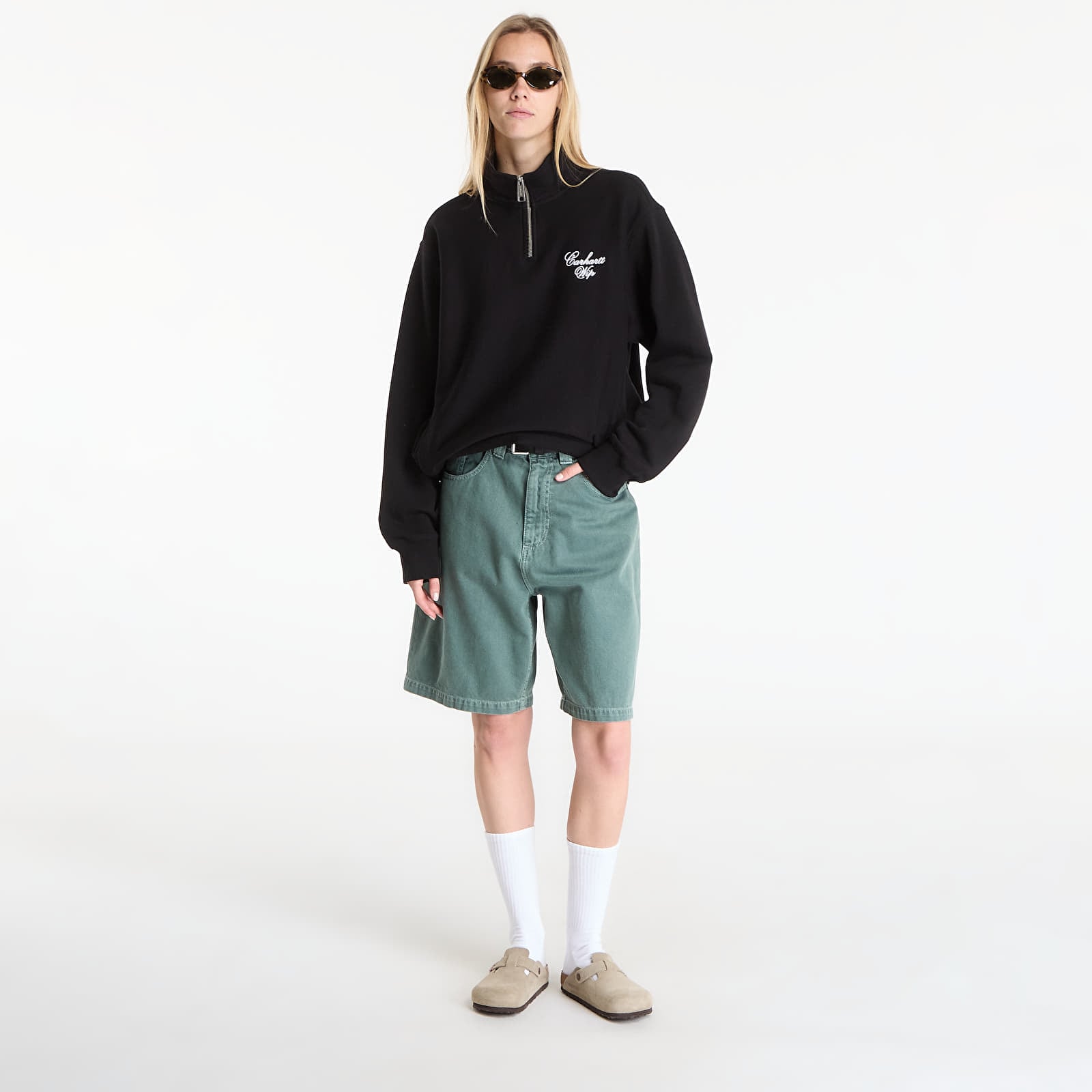 Мужские худи Carhartt WIP Longhand Half Zip Sweat UNISEX Black/ White