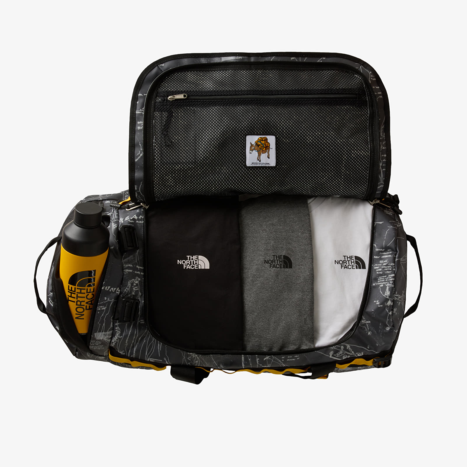 Duffle bag The North Face Base Camp Duffel - M Anthracite Grey Conrad Topos Print/ Summit Gold