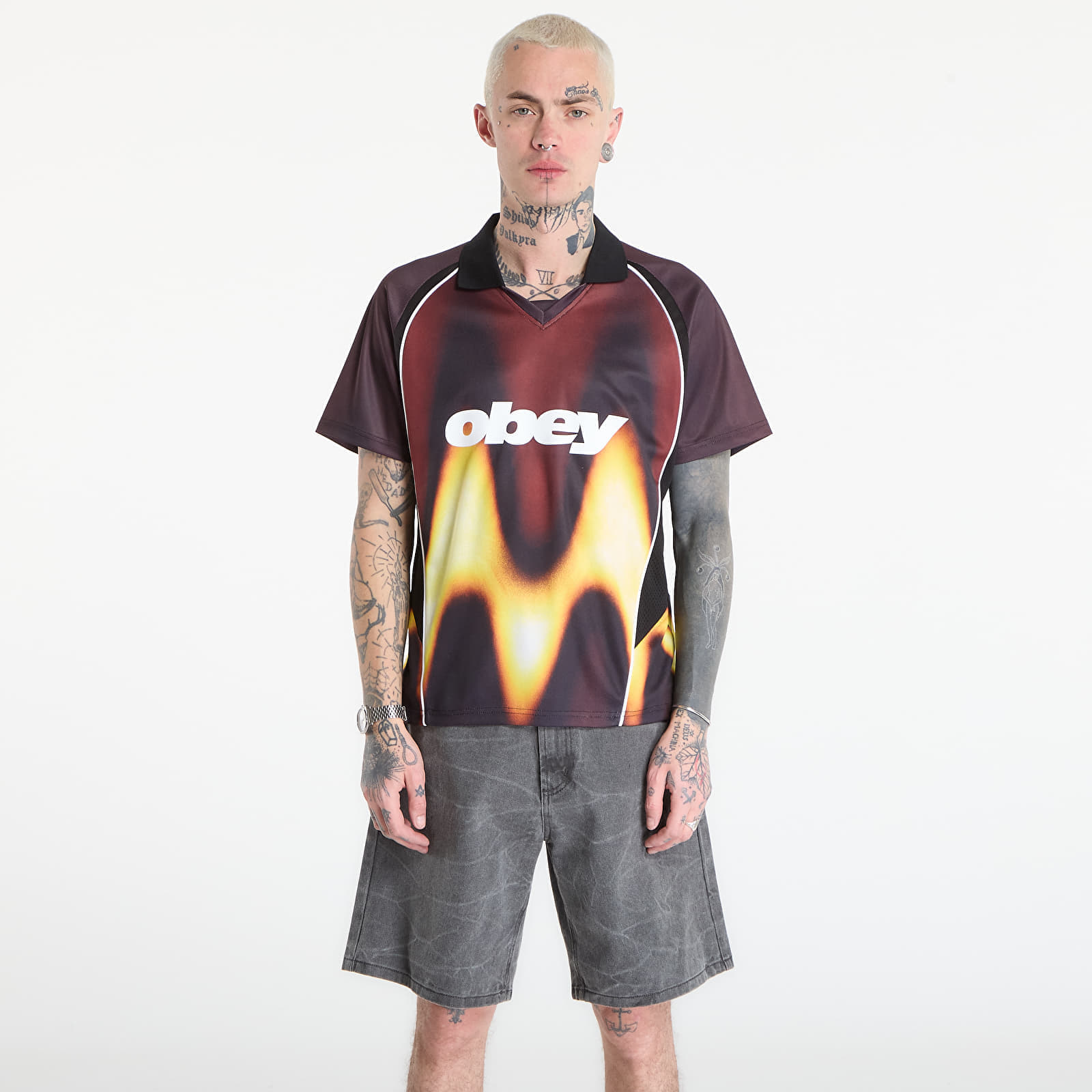 Φανελάκια OBEY Blurred Soccer Jersey Burnt Red M