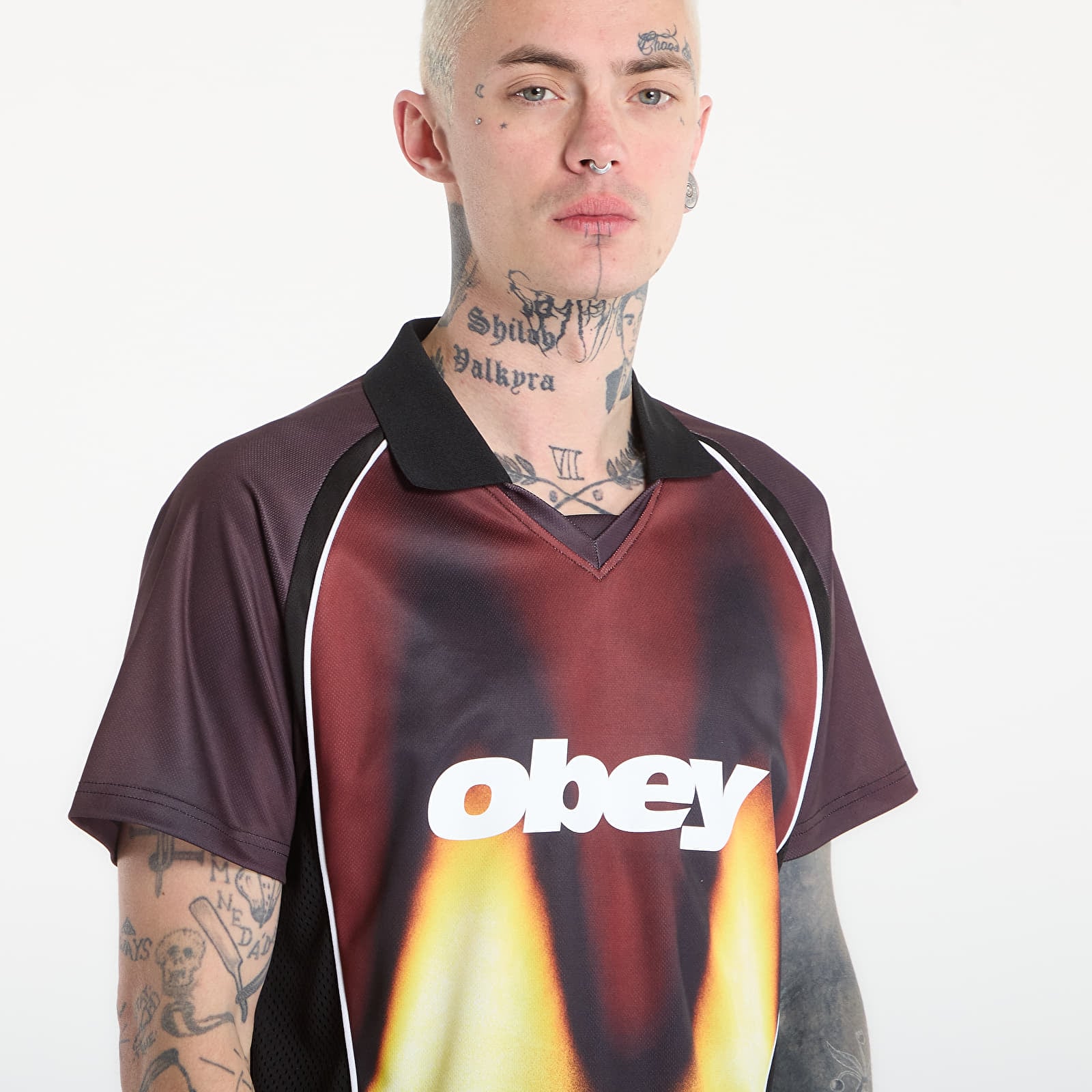 Мъжки тениски OBEY Blurred Soccer Jersey Burnt Red
