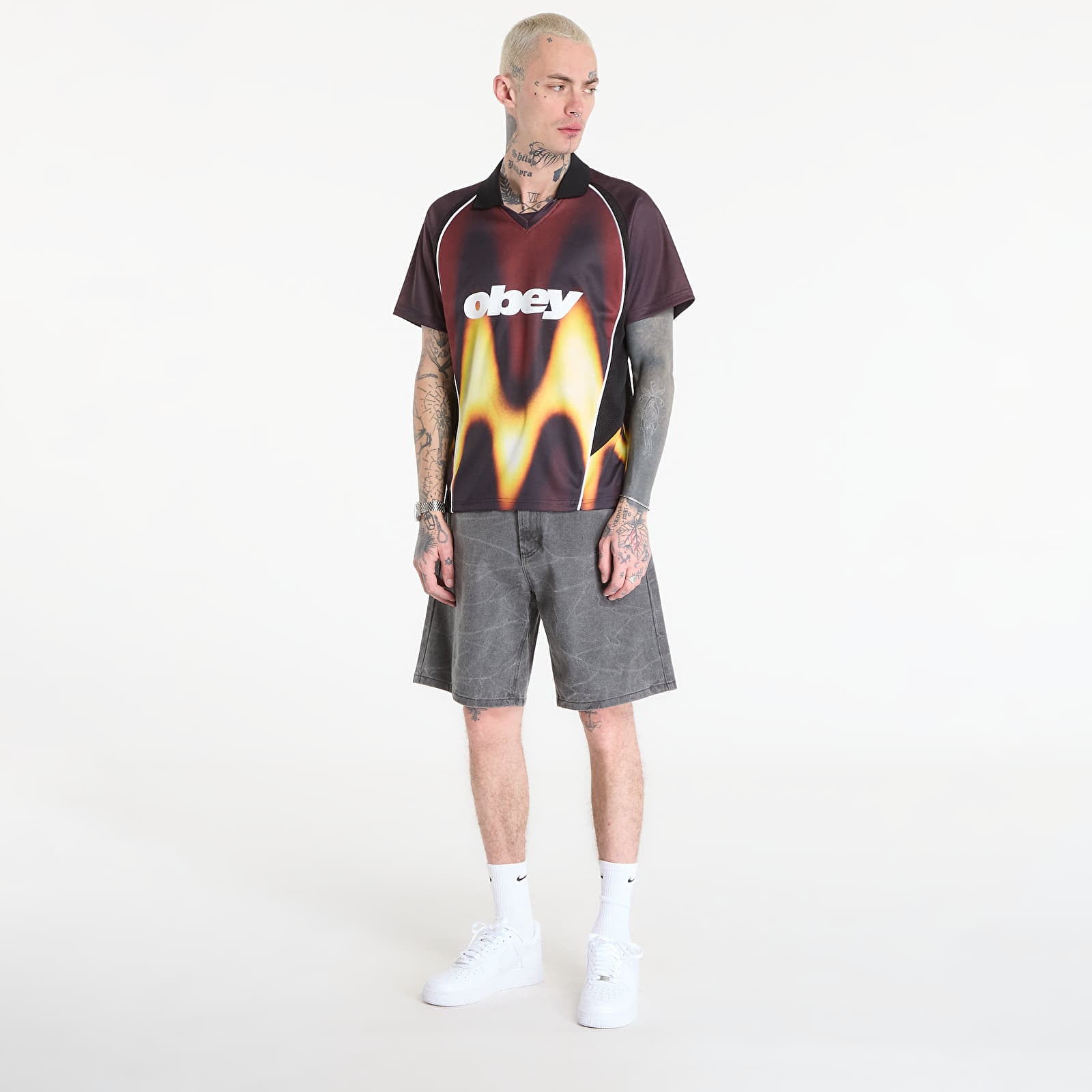 Мъжки тениски OBEY Blurred Soccer Jersey Burnt Red