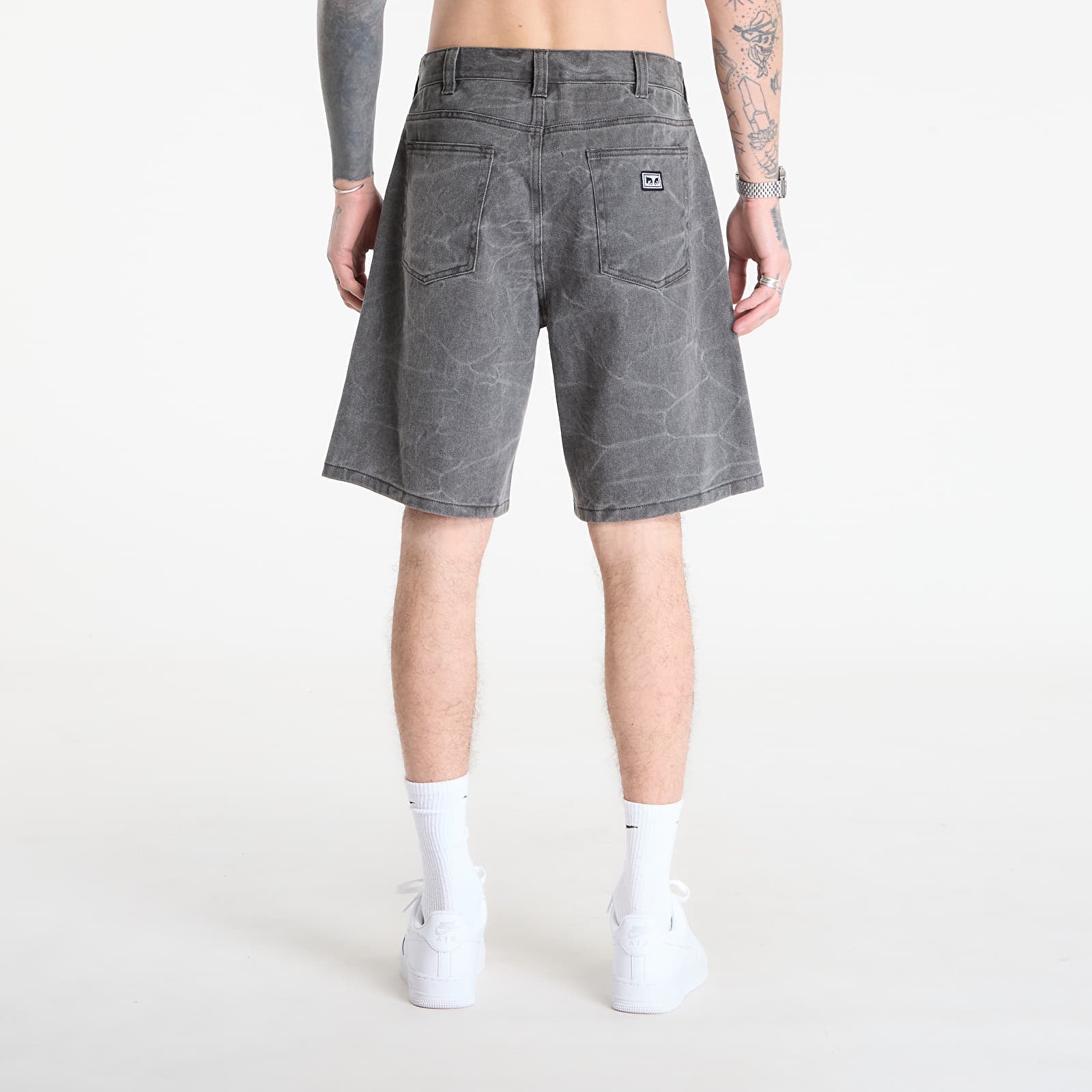 Men's shorts OBEY Bigwig Baggy Denim Short Black Wrinkle Wash