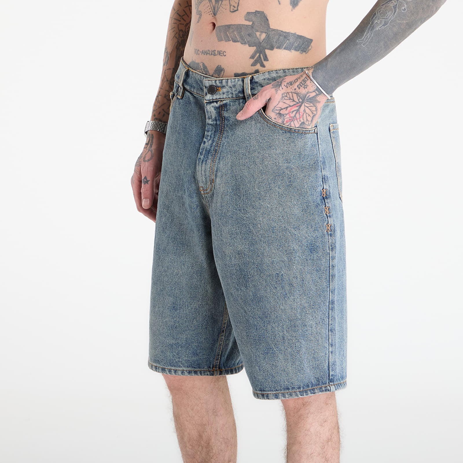Men's shorts Daily Paper Compact Shield Embroidery Denim Shorts Denim