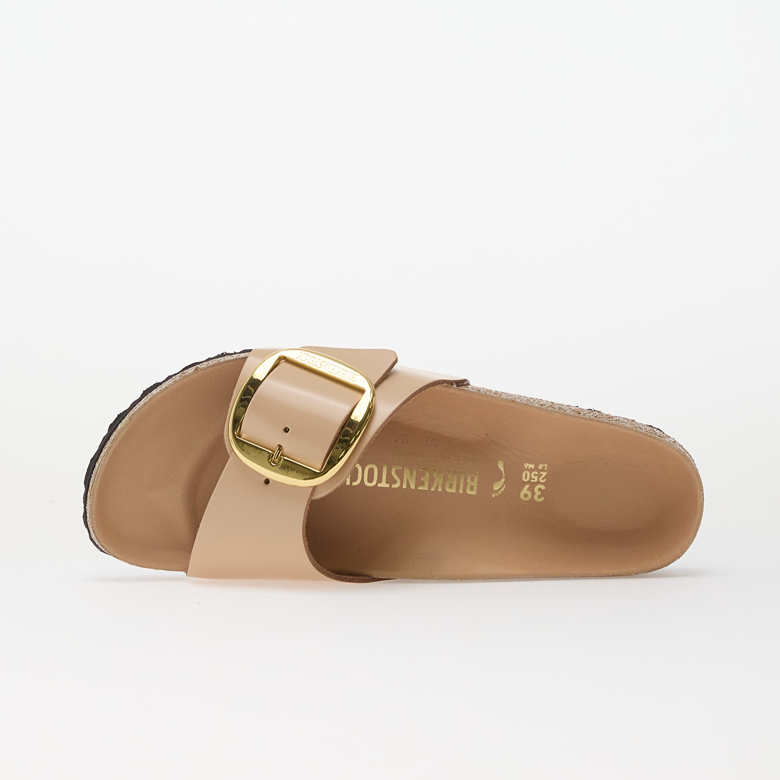 Sneakers und Schuhe für Frauen Birkenstock Madrid Big Buckle Natural Leather Patent Women High-Shine New Beige