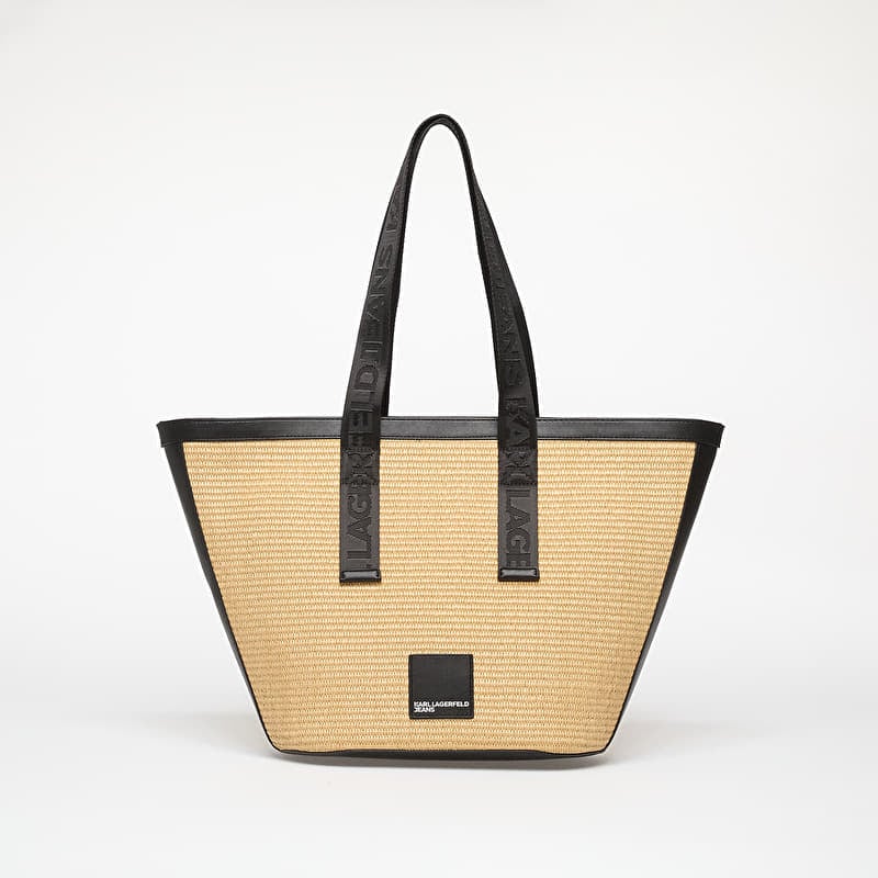 Karl Lagerfeld Jeans Box Logo Raffia Shopper Bag Natural