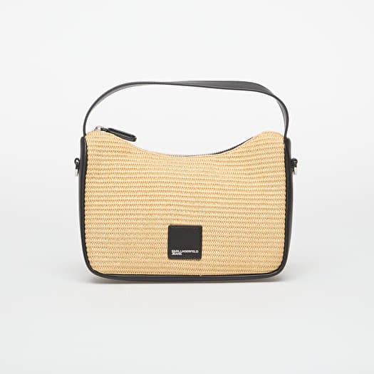 Karl Lagerfeld Jeans Box Logo Raffia Mini Hobo Natural