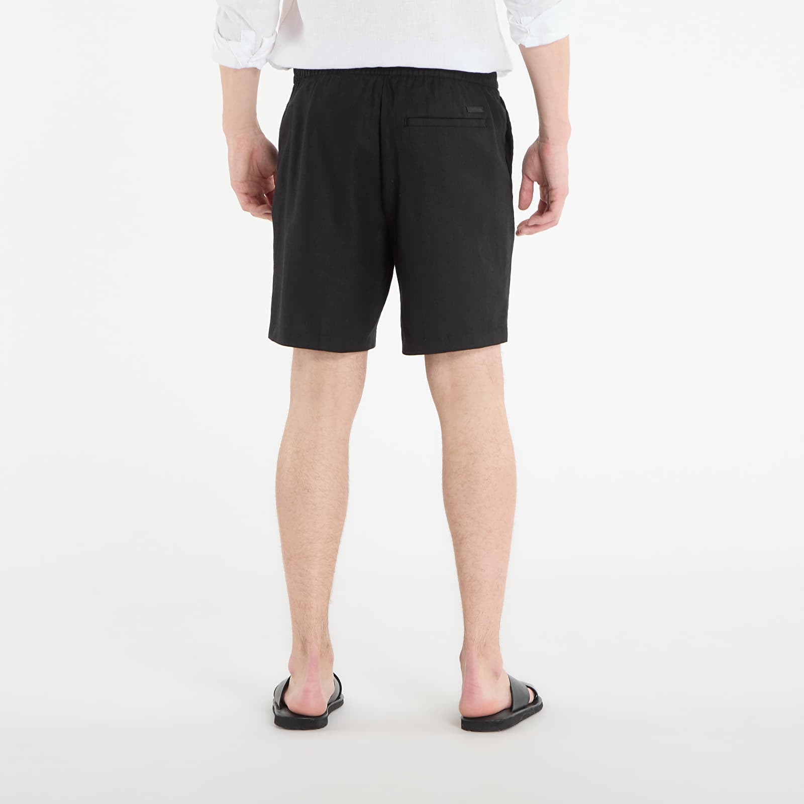 Kraťasy Calvin Klein Straight Linen 7" Pull On Short Black