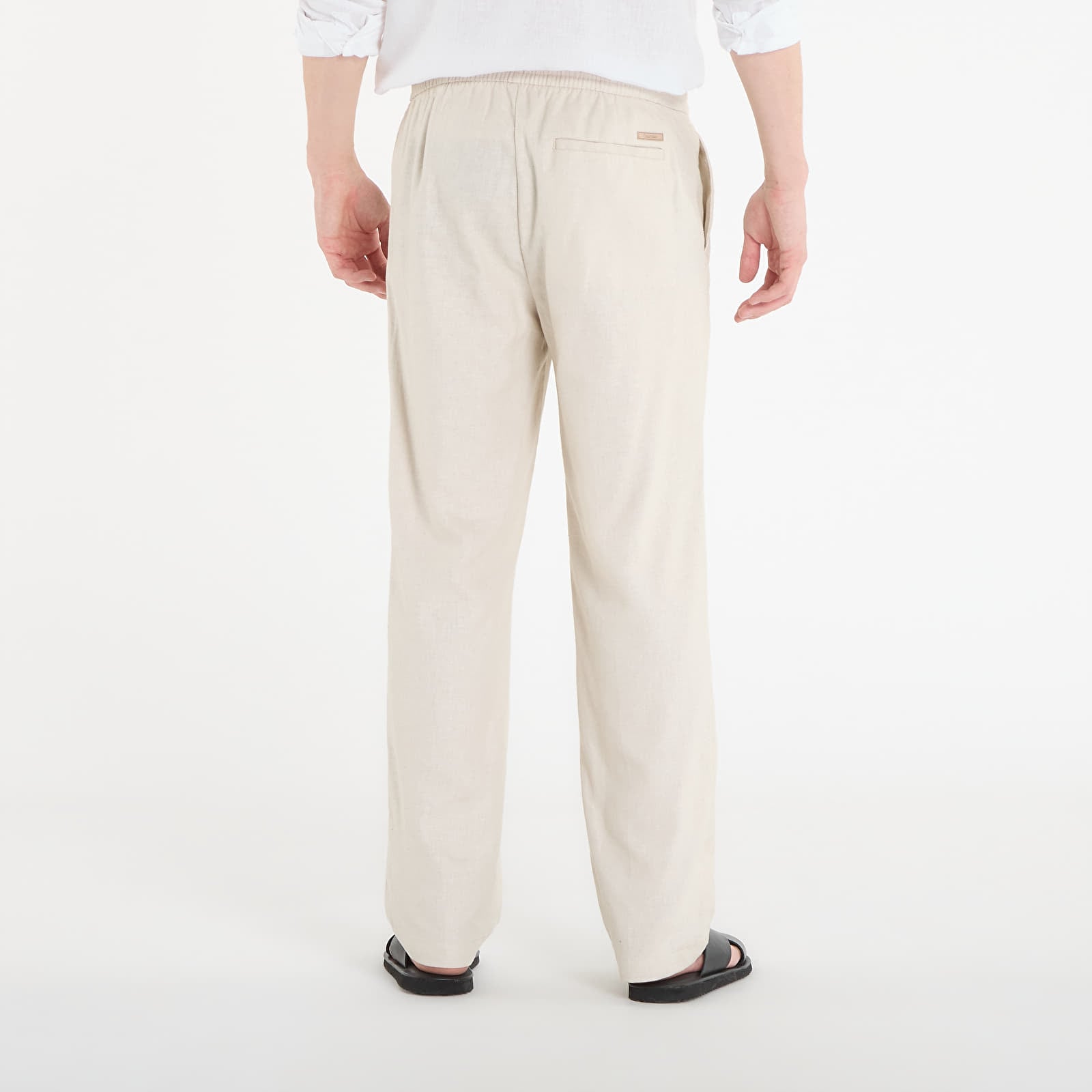 Nohavice Calvin Klein Straight Linen Pull On Pant Oatmeal Melange