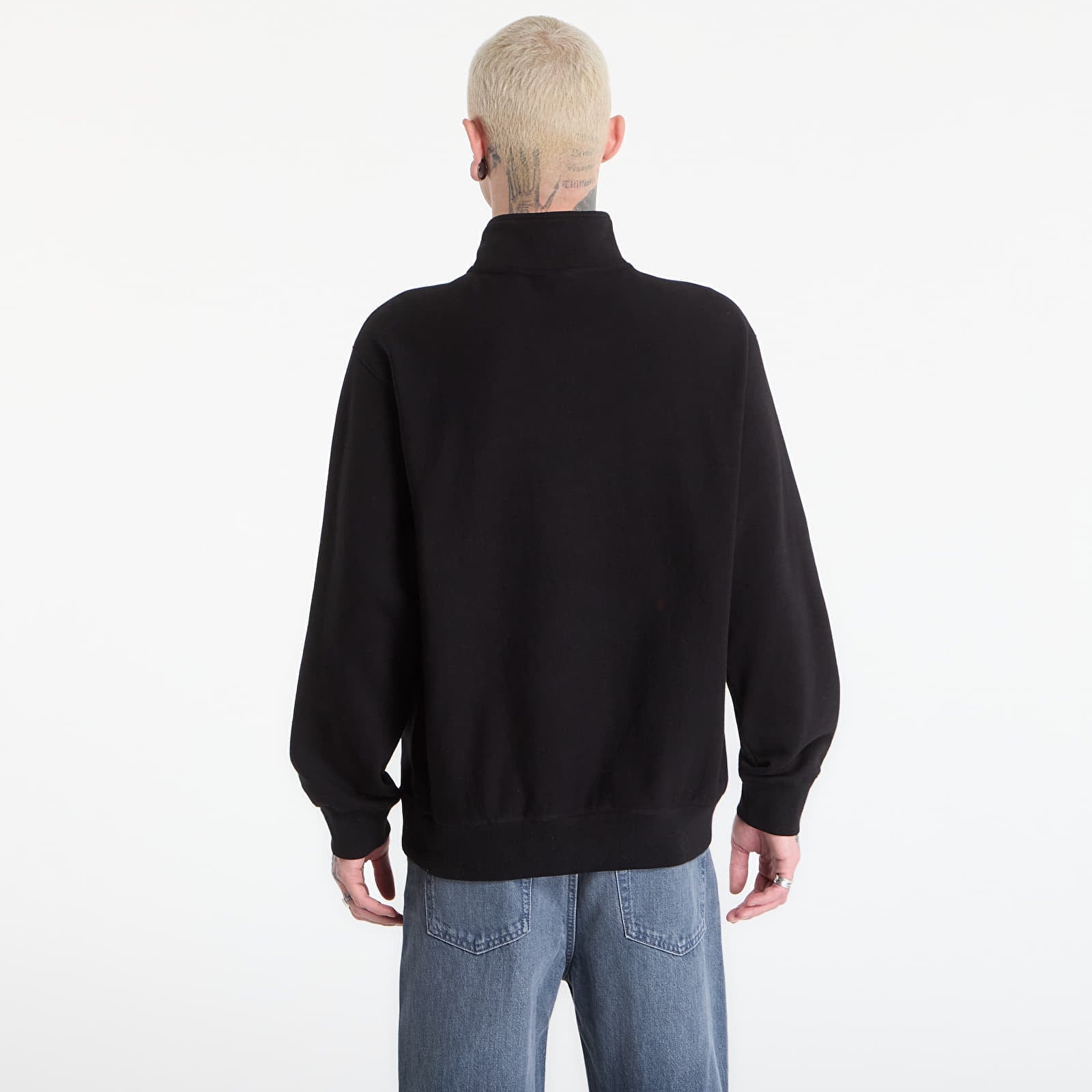 Sweats à capuche homme Carhartt WIP Longhand Half Zip Sweat UNISEX Black/ White