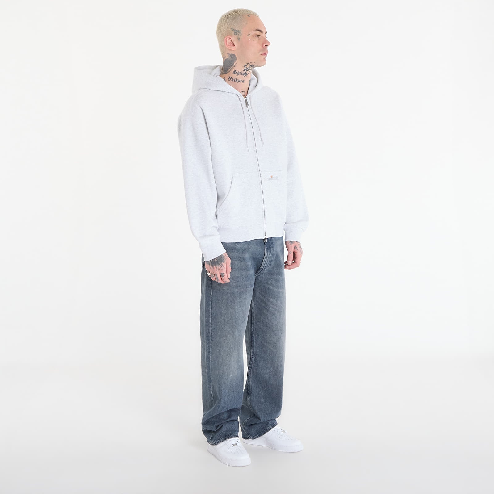 Vīriešu džemperi Carhartt WIP Hooded WIP Label Sweat Jacket UNISEX Ash Heather