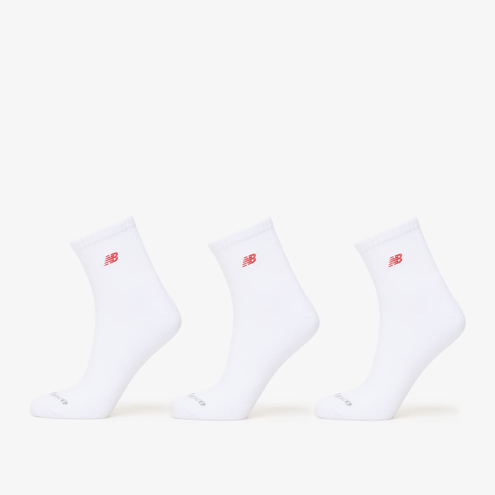 New Balance Red Patch Logo Ankle 3-Pack White M