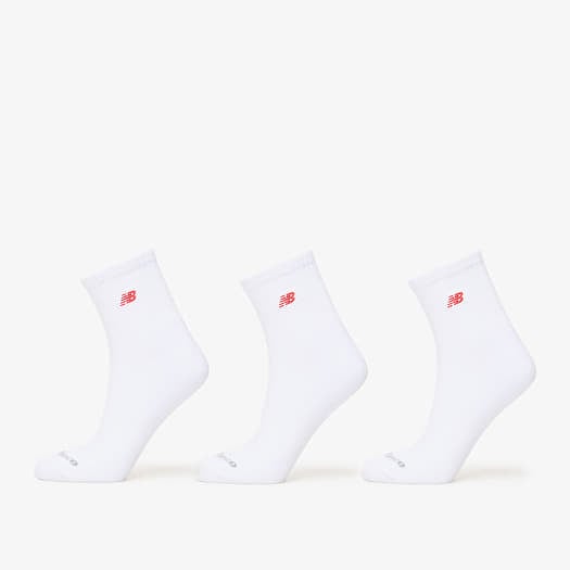 New Balance Red Patch Logo Ankle 3-Pack White