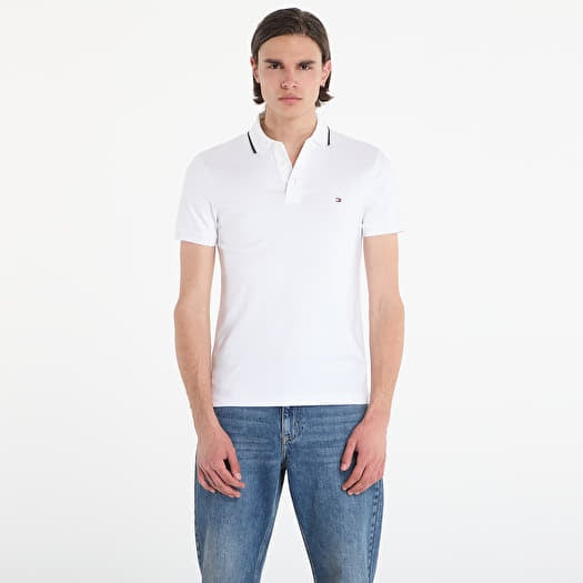 Tričko Tommy Hilfiger Liquid Cotton Tipped Slim Polo White