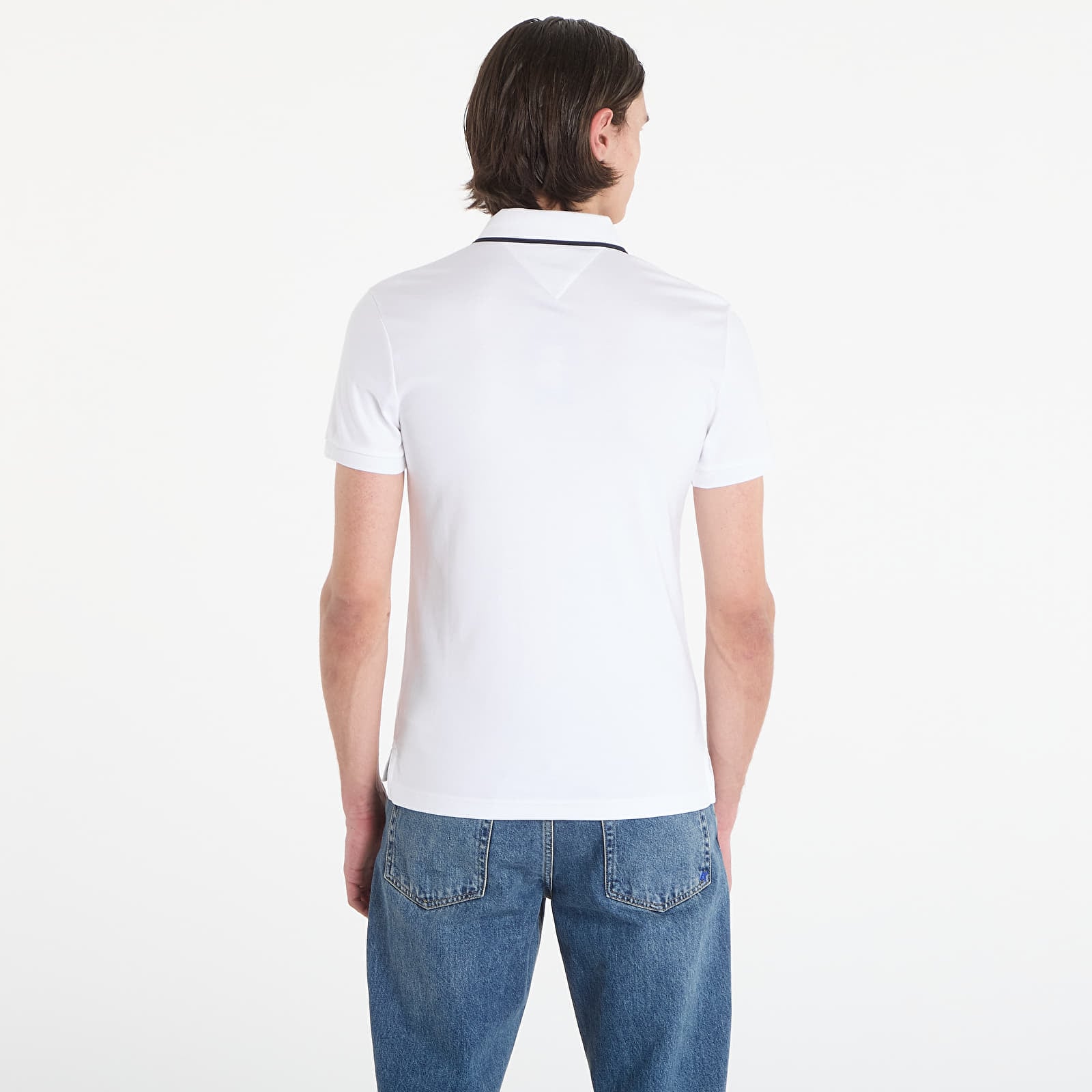 Majice T-shirt Tommy Hilfiger Liquid Cotton Tipped Slim Polo White