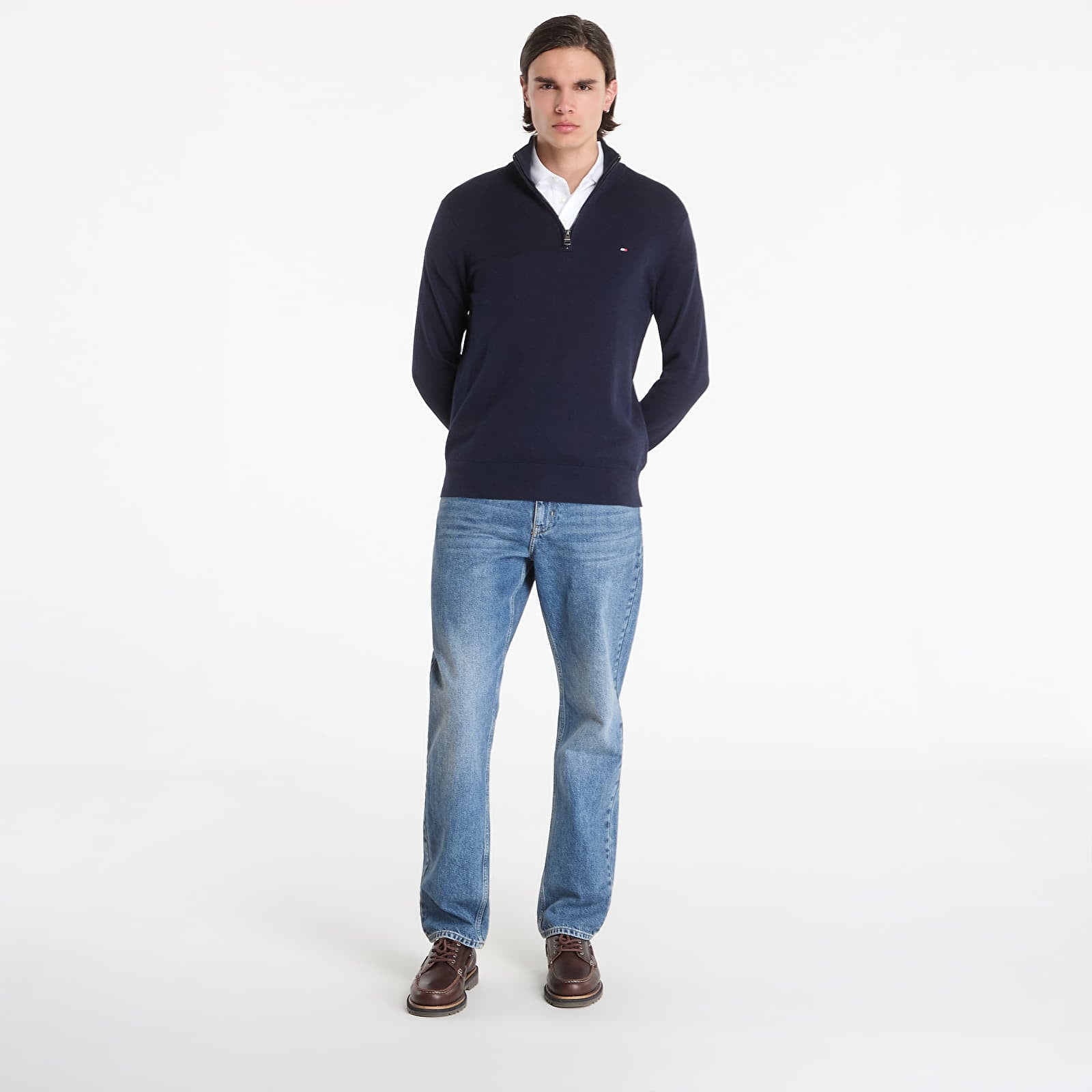 Majice T-shirt Tommy Hilfiger Liquid Cotton Tipped Slim Polo White