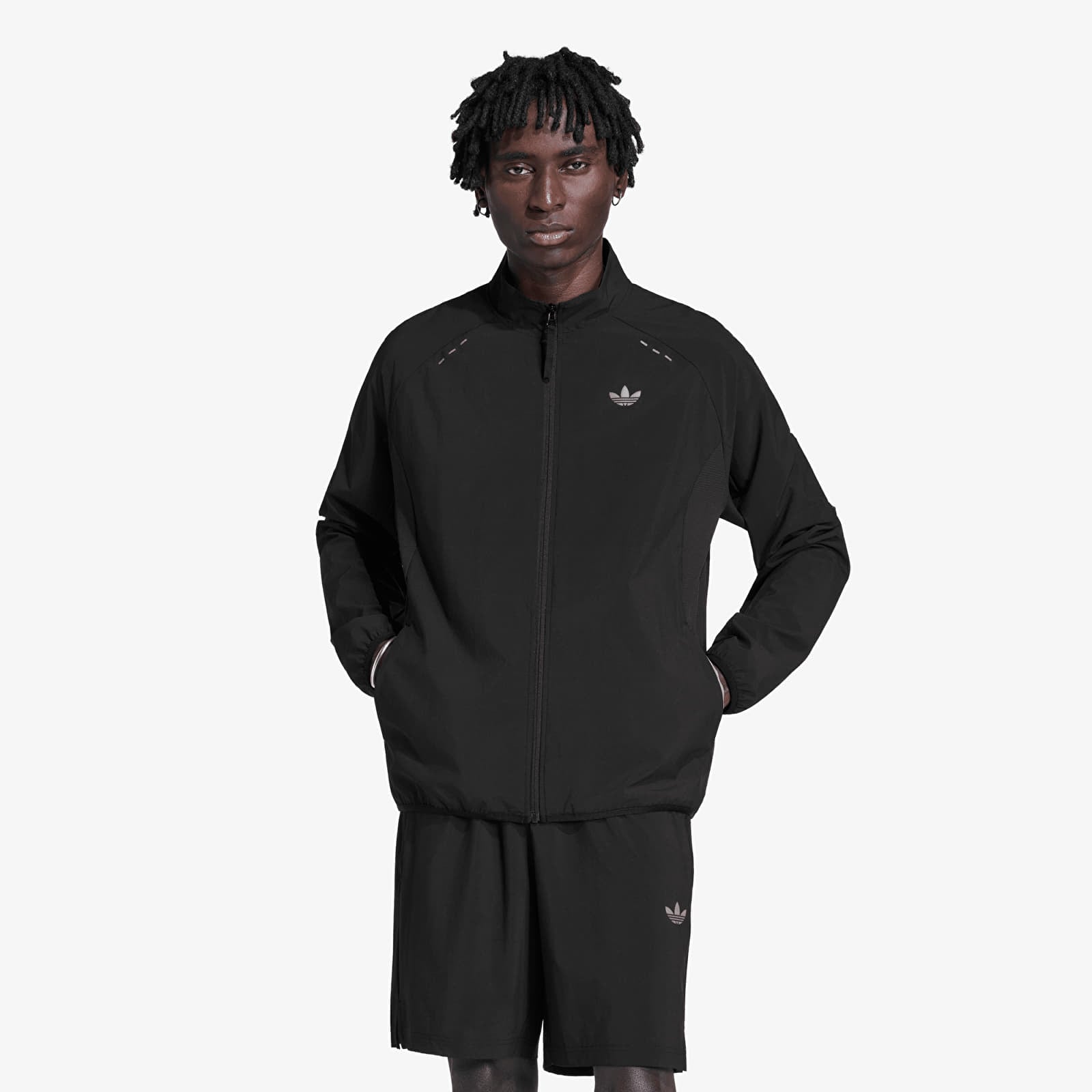 Vīriešu džemperi adidas Tech Trefoil Essentials Fz Hood Track Top Black