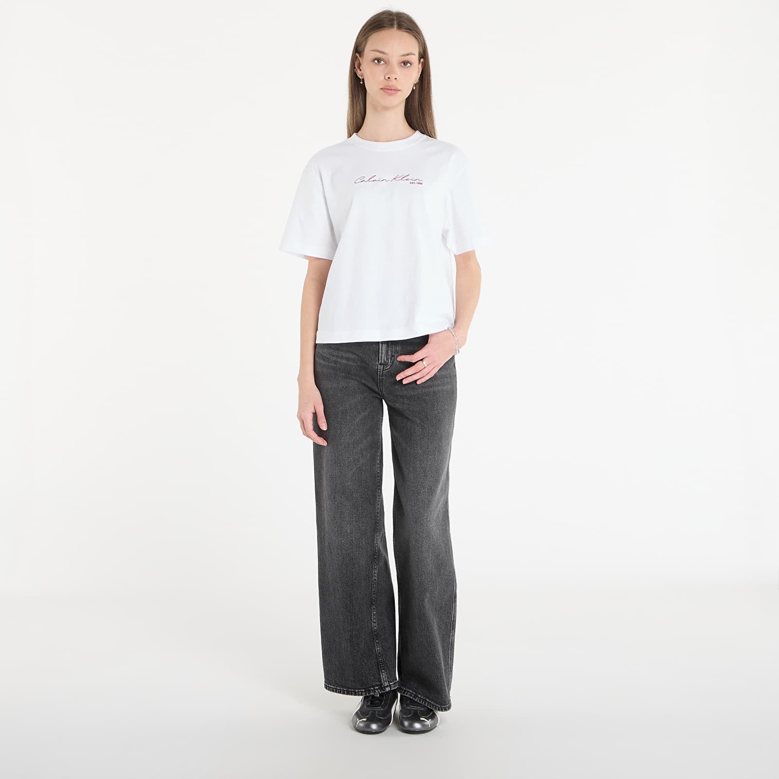 Dámske tričká Calvin Klein Jeans Ss Graphic Boxy Tee White
