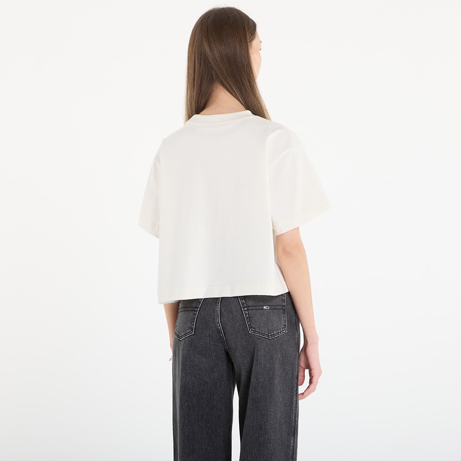 Dámske tričká Calvin Klein Jeans Ss Cropped Boxy Grap Tee White