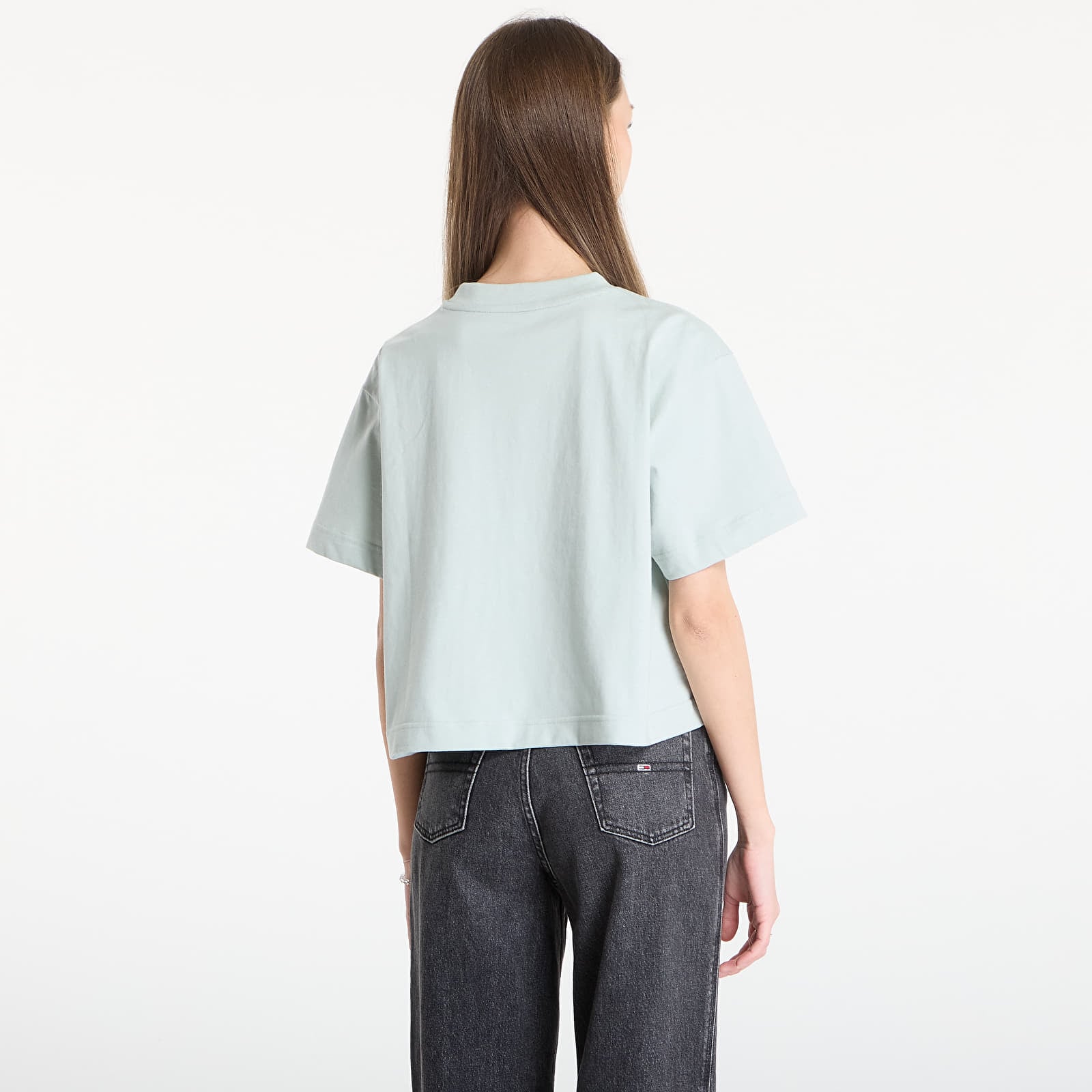 Dámske tričká Calvin Klein Jeans Ss Cropped Boxy Grap Tee Green