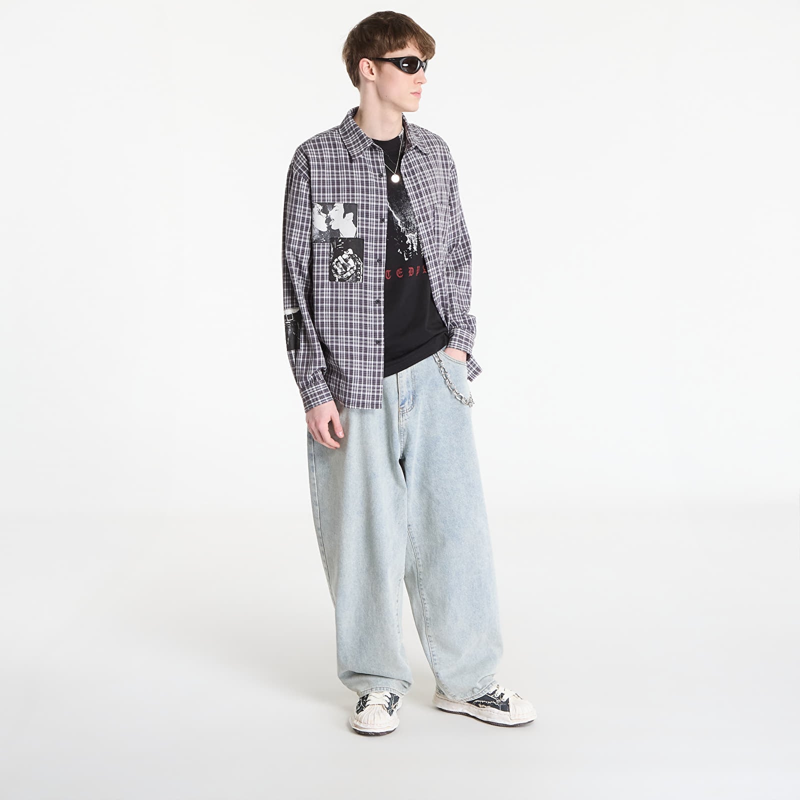 Skjorter for menn Wasted Paris M Taunt Shirt Black Tartan