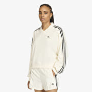 adidas Terry Towel V Neck Long Sleeves Polo Shirt Off White
